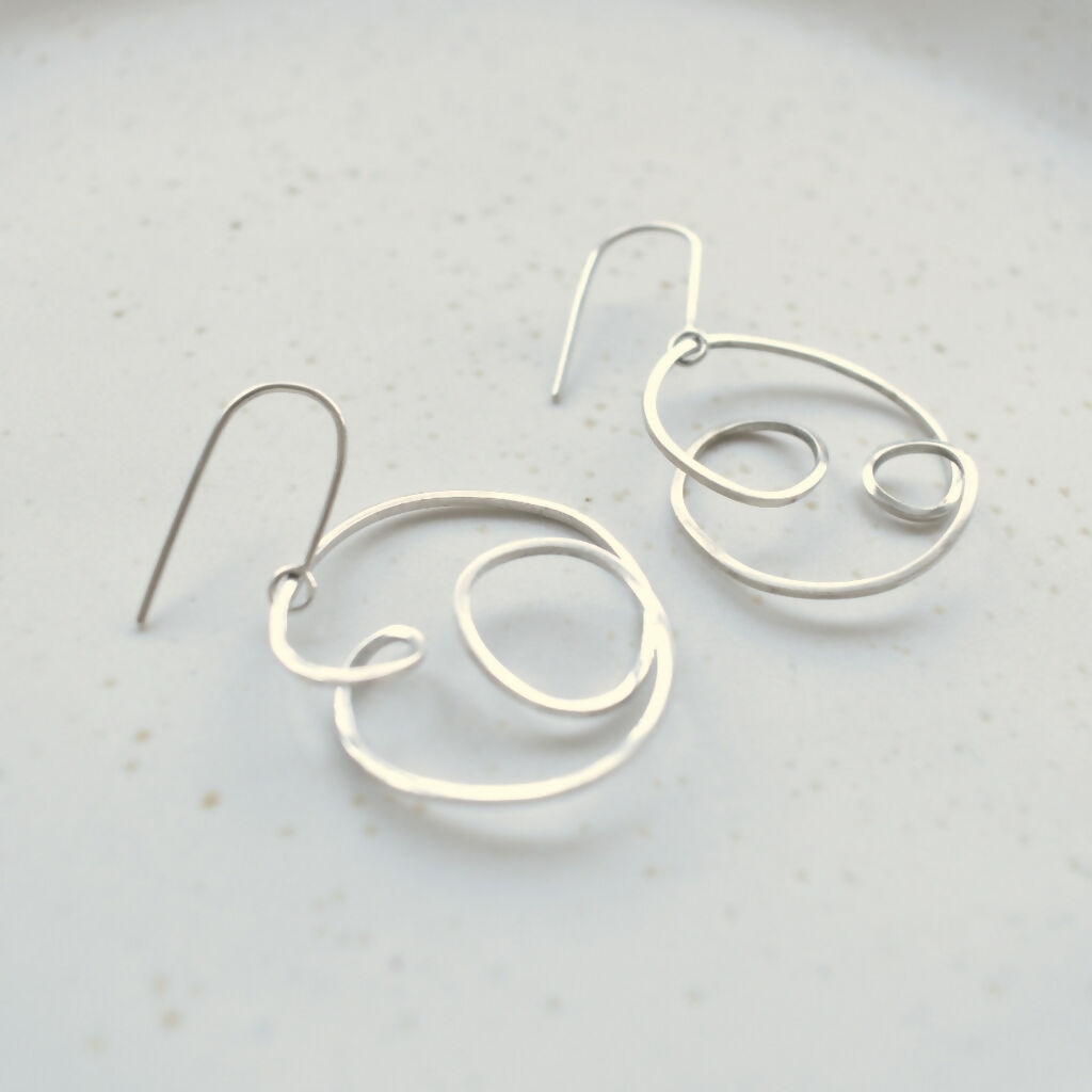 Sterling Silver Swirl Dangly Earrings