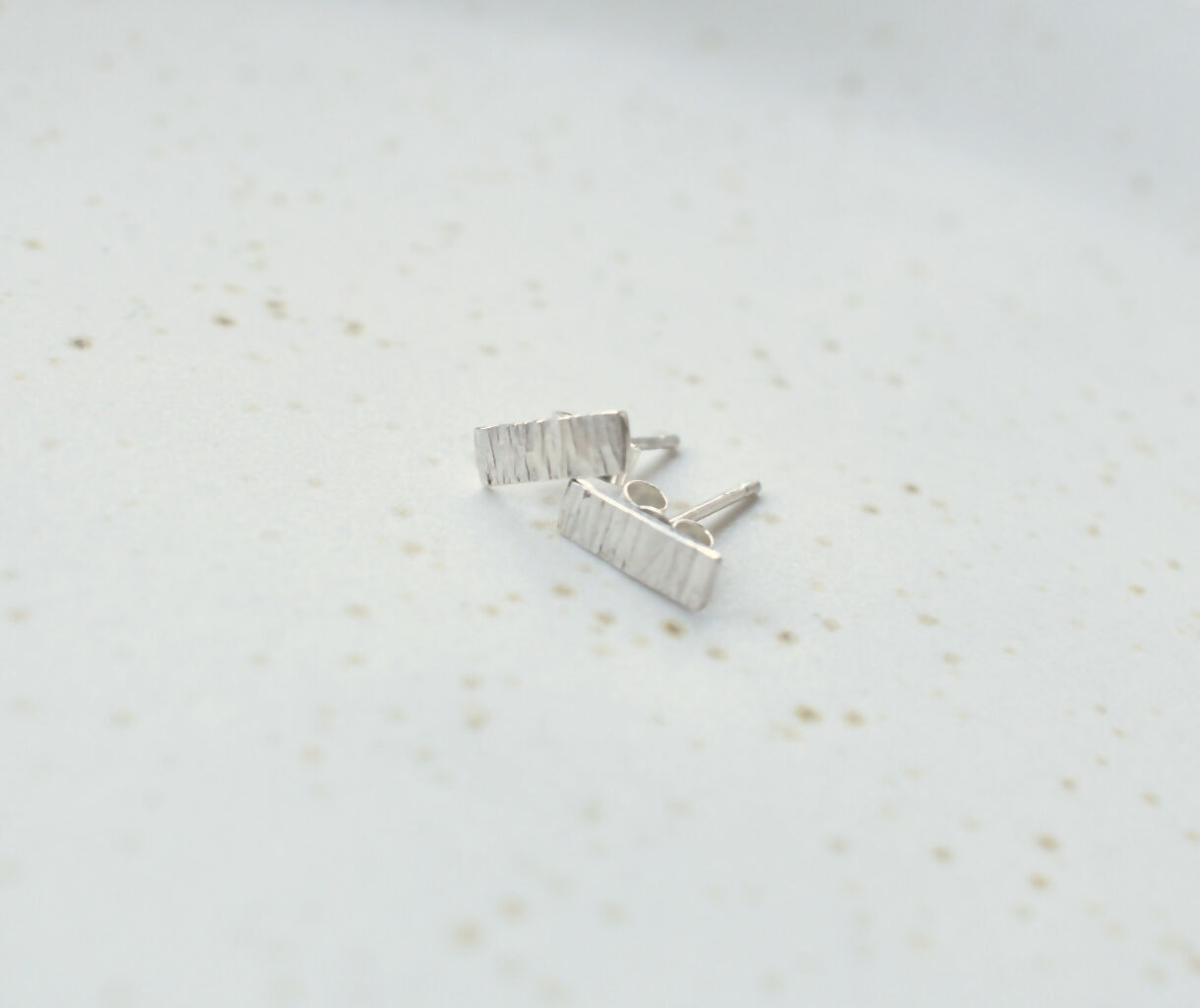 Sterling Silver Patterned Rectangle Stud Earrings