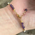 Handmade Gold Vermeil Amethyst And Freshwater Pearl Charm Bracelet.