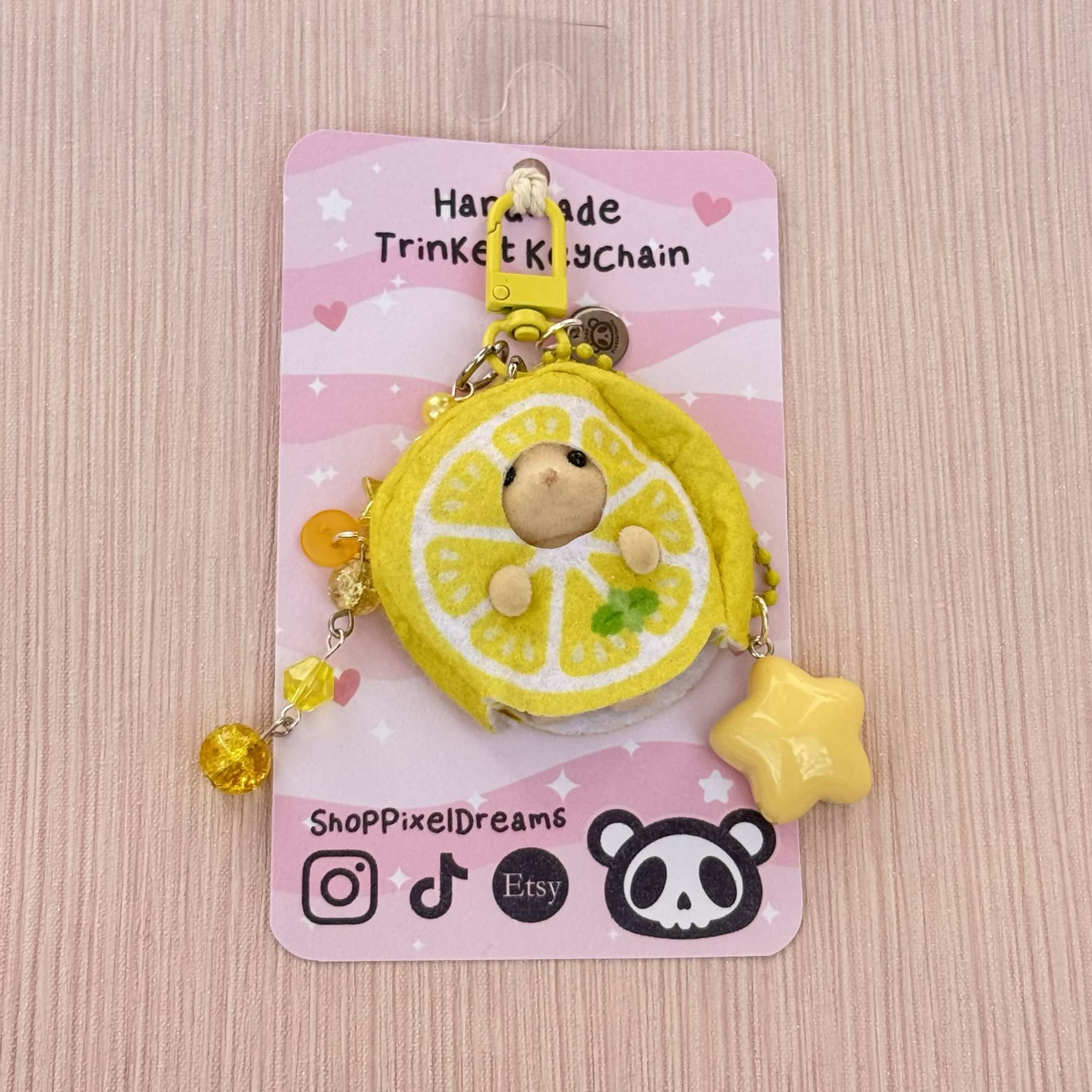 Lemon Baby Toy Figure Beaded Trinket Keychain
