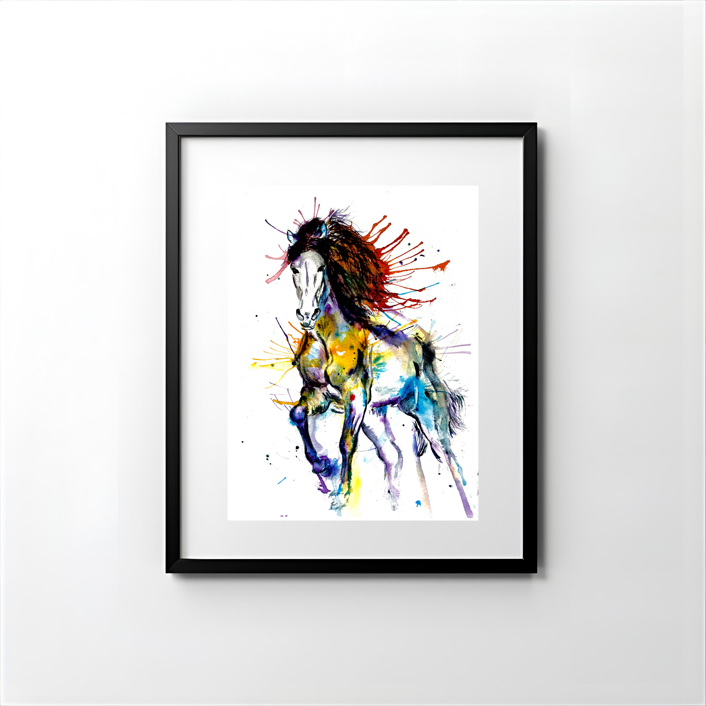 FINE ART PRINT OF MULTI-COLOUR HORSE, PART OF THE 'ANIMAL ART COLLECTION'