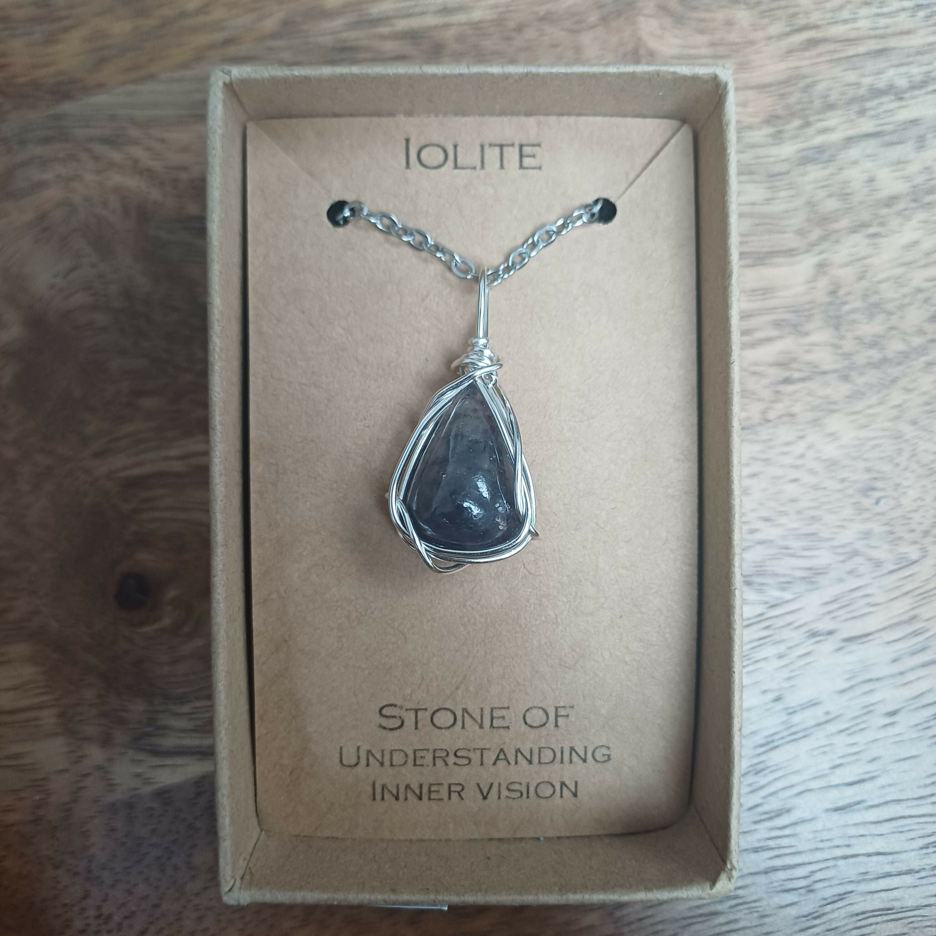 Iolite Wire Wrapped Pendant