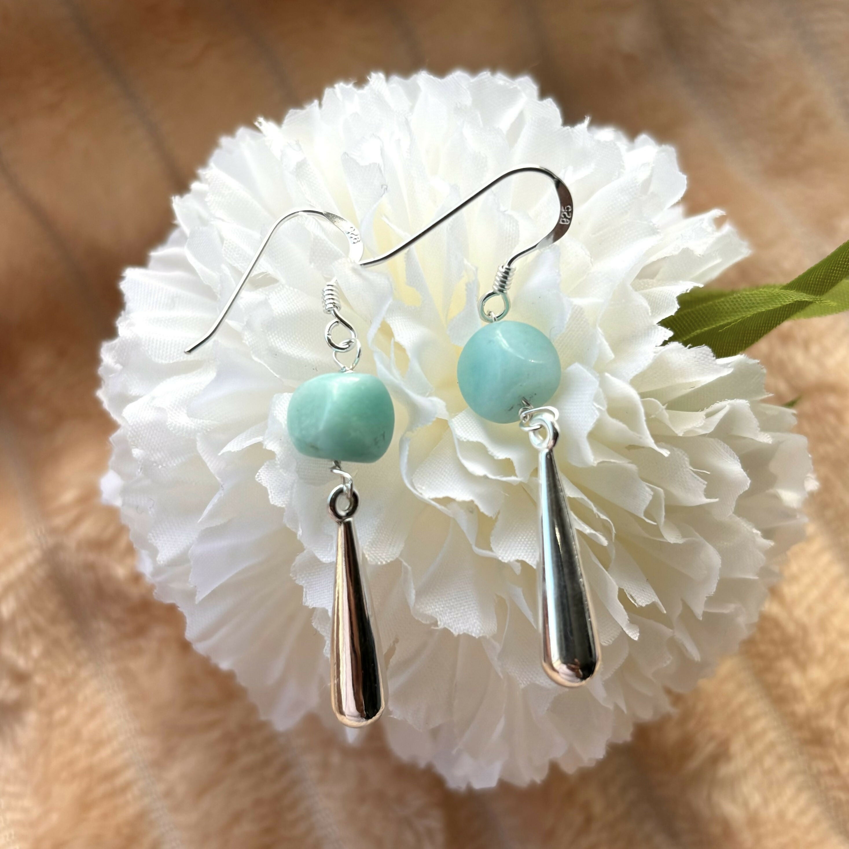 Sterling Silver Amazonite Drop Earrings