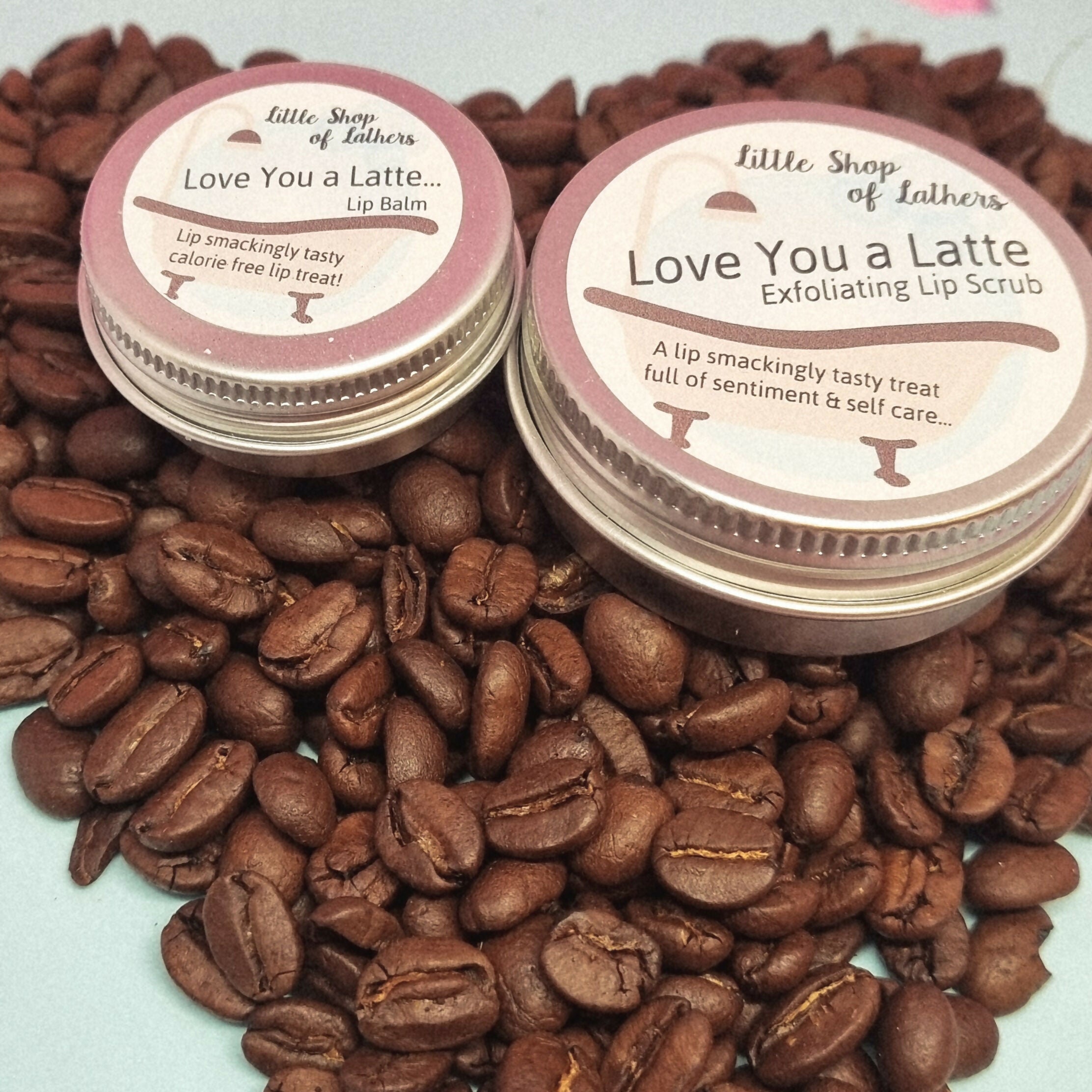 Love You a Latte - Coffee themed Lip Balm and Lip Scrub Set - Sentiment, self care and sweet puns!