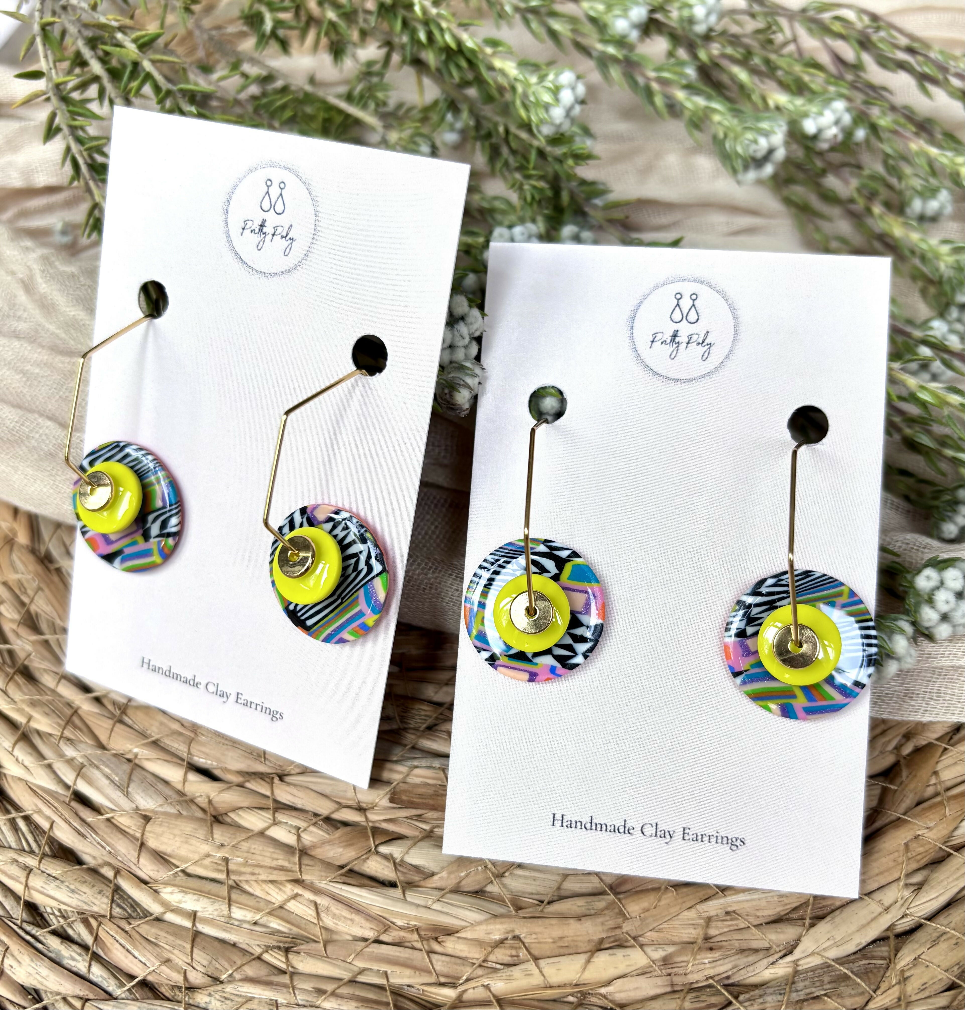 Funky Pattern Collection - Hoops Polymer Clay Earrings