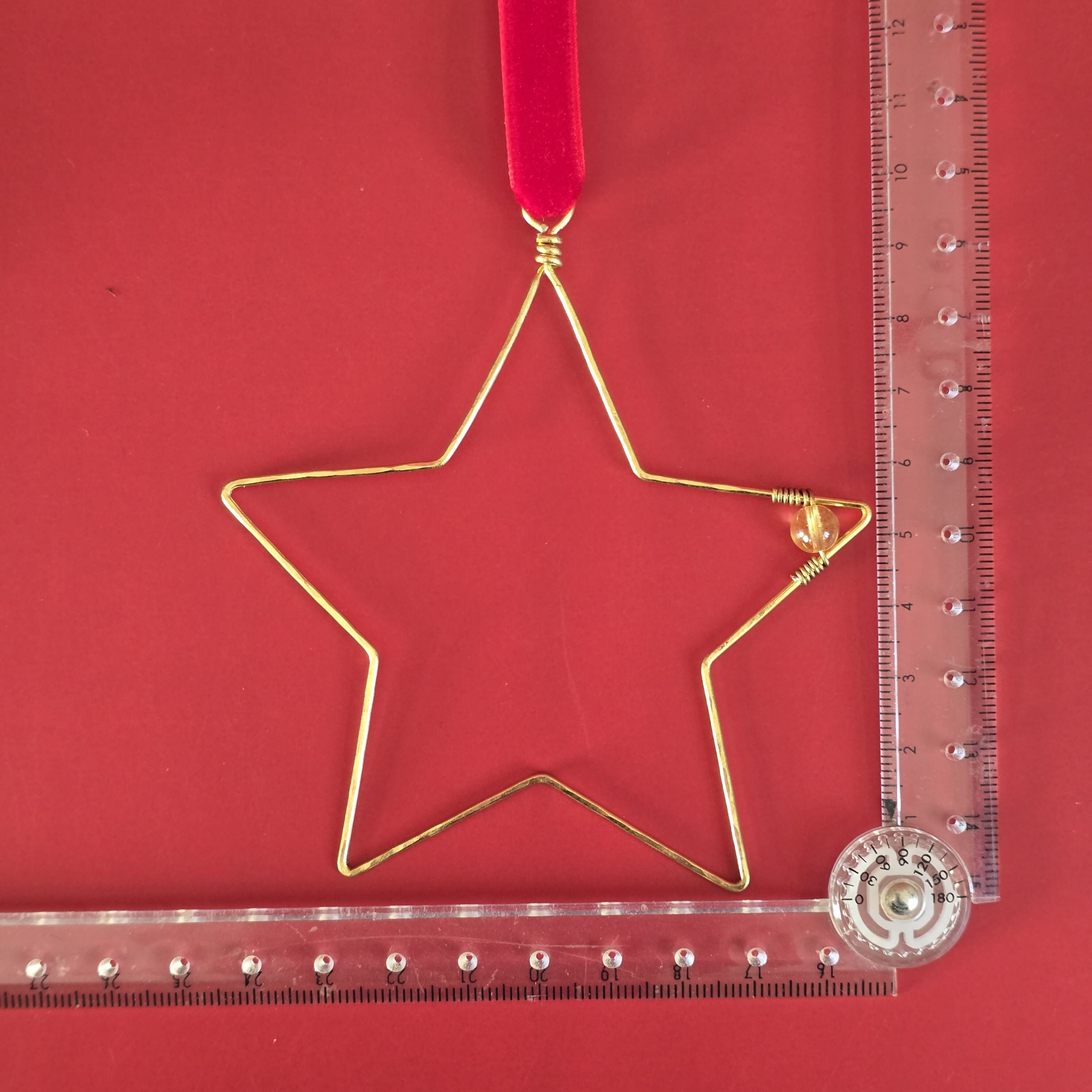 Christmas Star Tree Hanging; Wire-Art Citrine Crystal Festive Decor