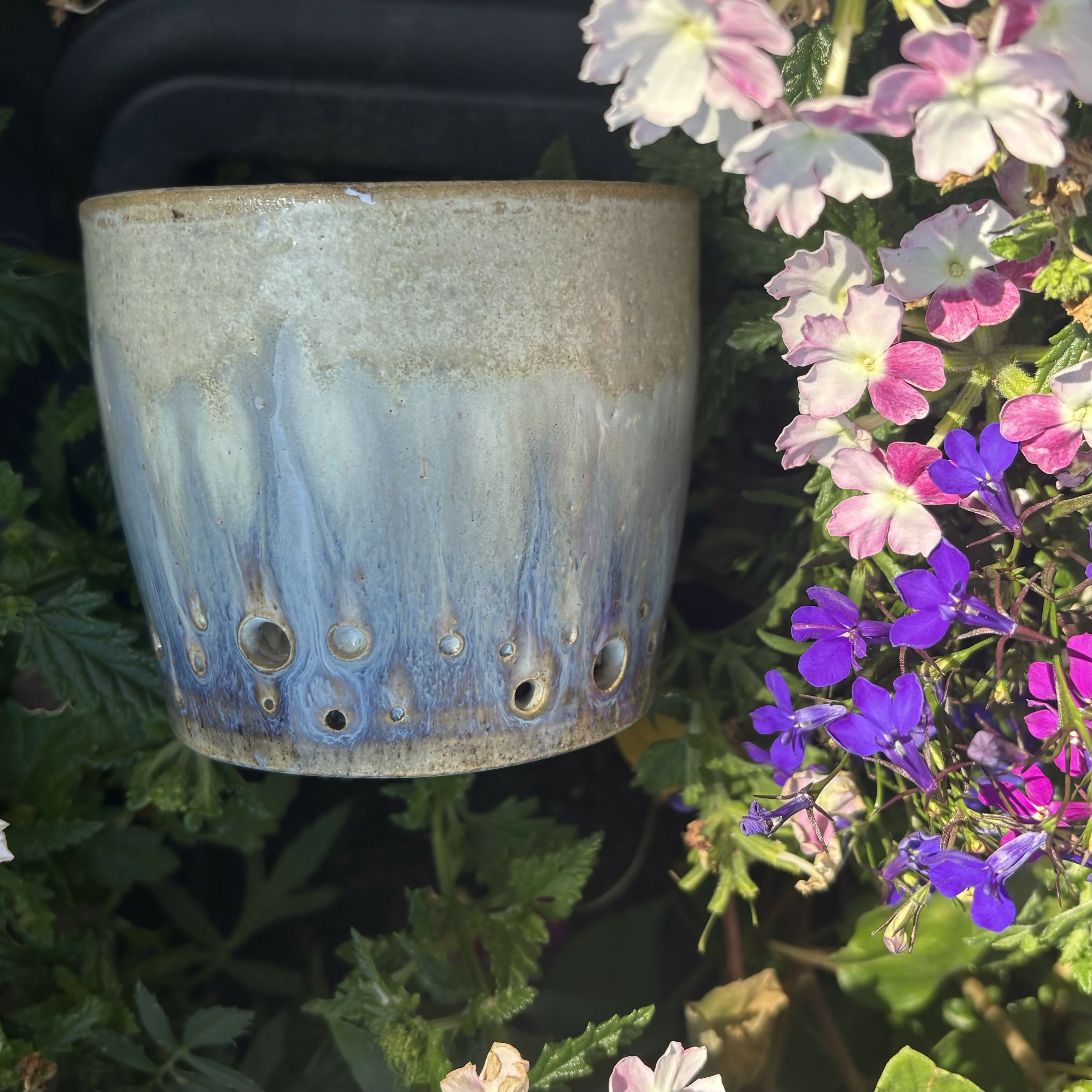 Beige and Blue Candle Holder