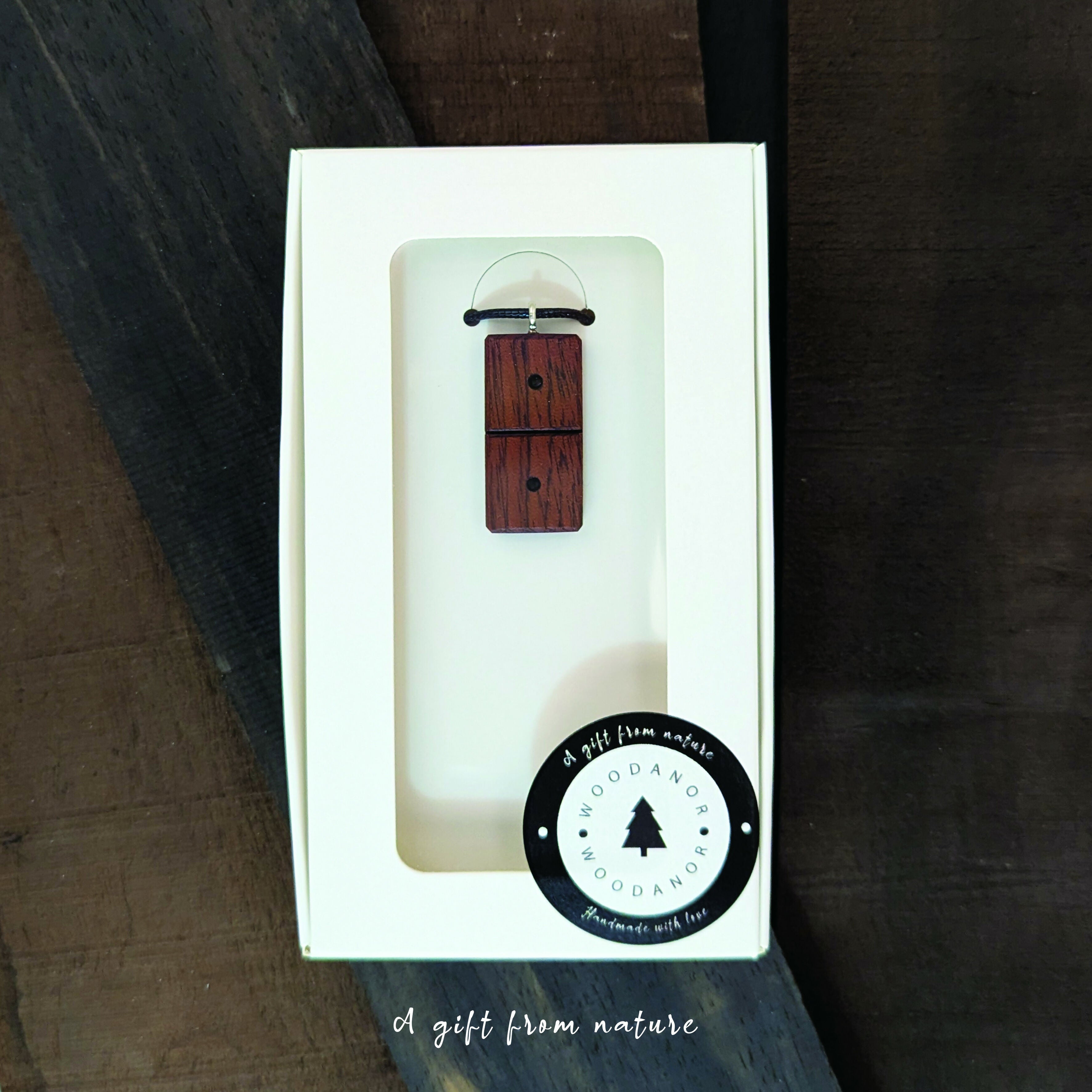 Handcrafted Domino-Inspired Wooden Pendant