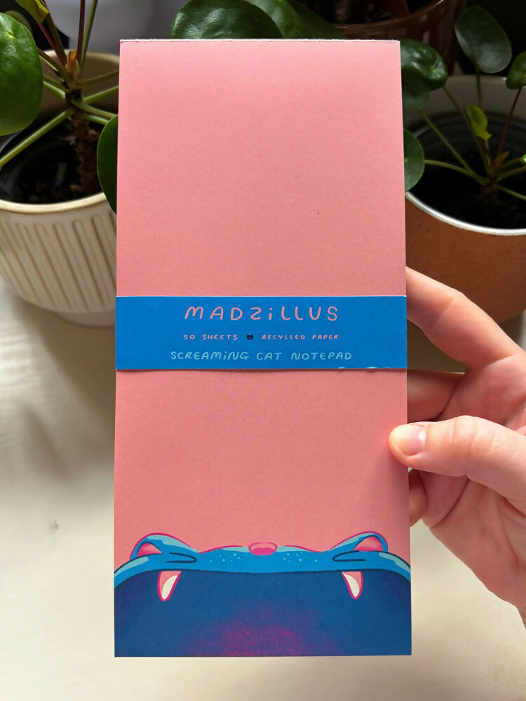 Screaming Cat Long Notepad