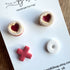 Valentines Day Stud Earrings / Set of 2 pairs of Studs / Handmade Polymer Clay Jewellery