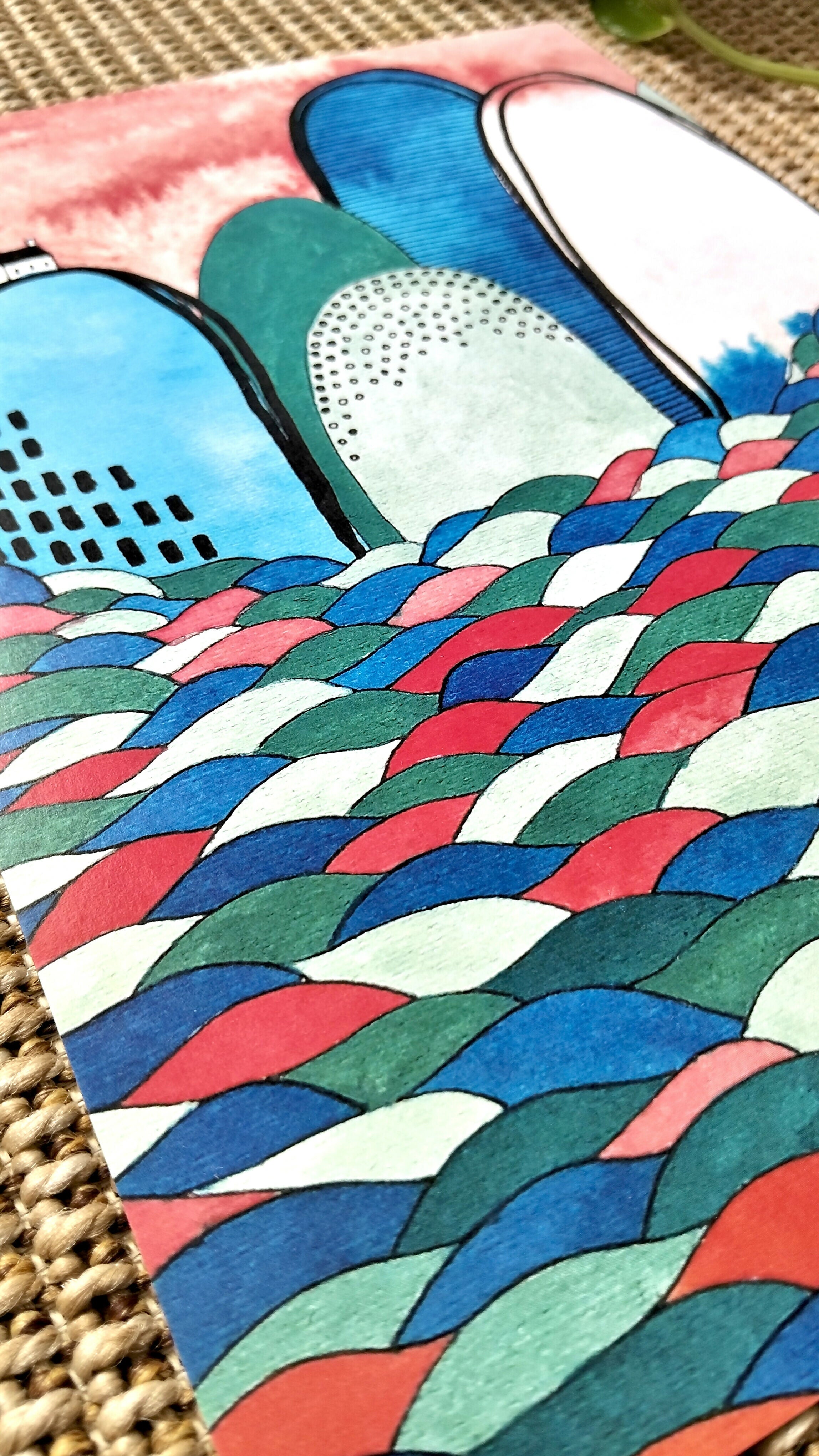 A4 Abstract Landscape Art Print | Seaside Cottage
