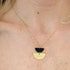 Geometric Necklace with Matte Black Charm and Gold Half Moon on Fine Gold Plated Chain