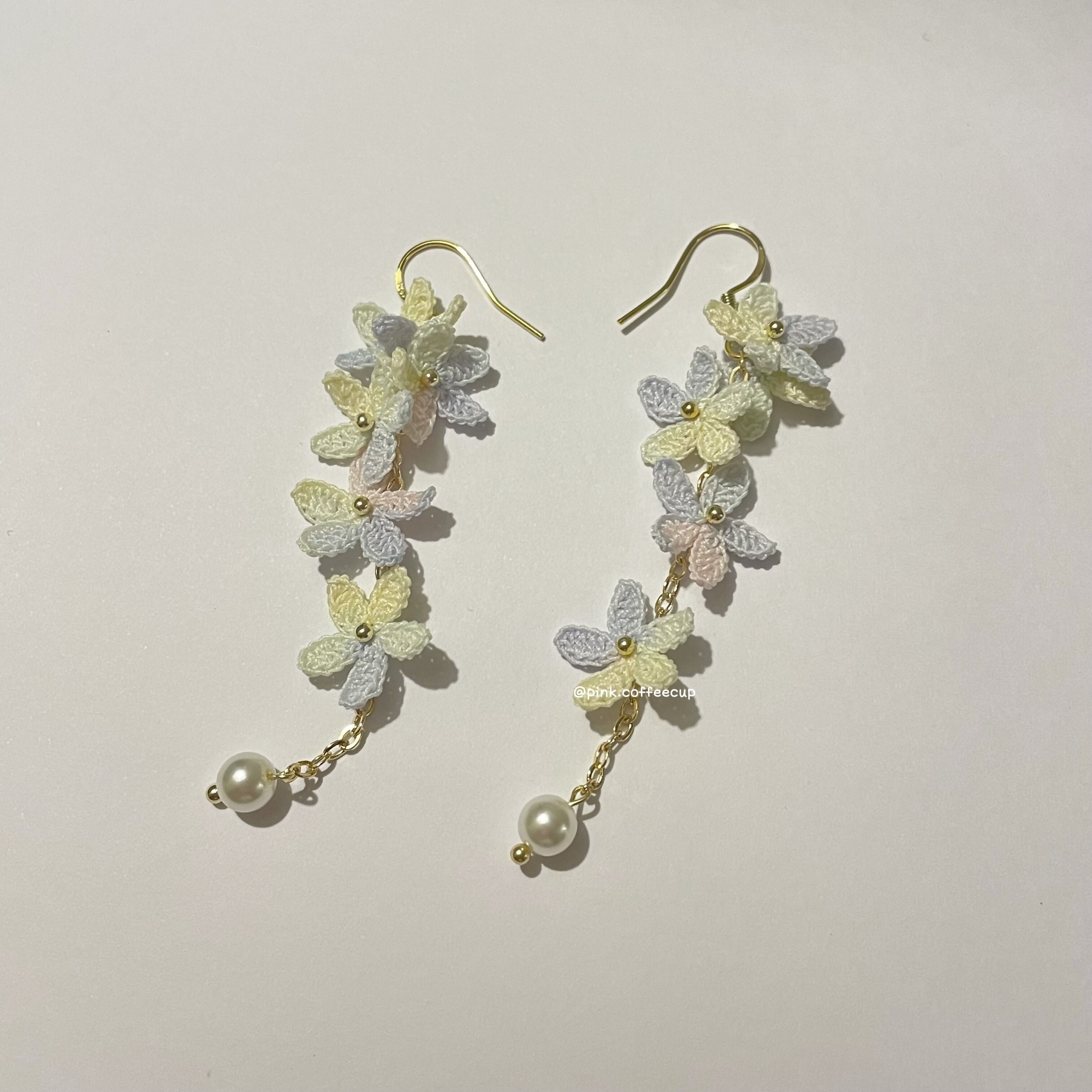 Micro Crochet Flowers Drop and Dangle Earrings