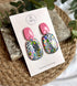 Funky Pattern Collection - Pink Dangle Polymer Clay Earrings