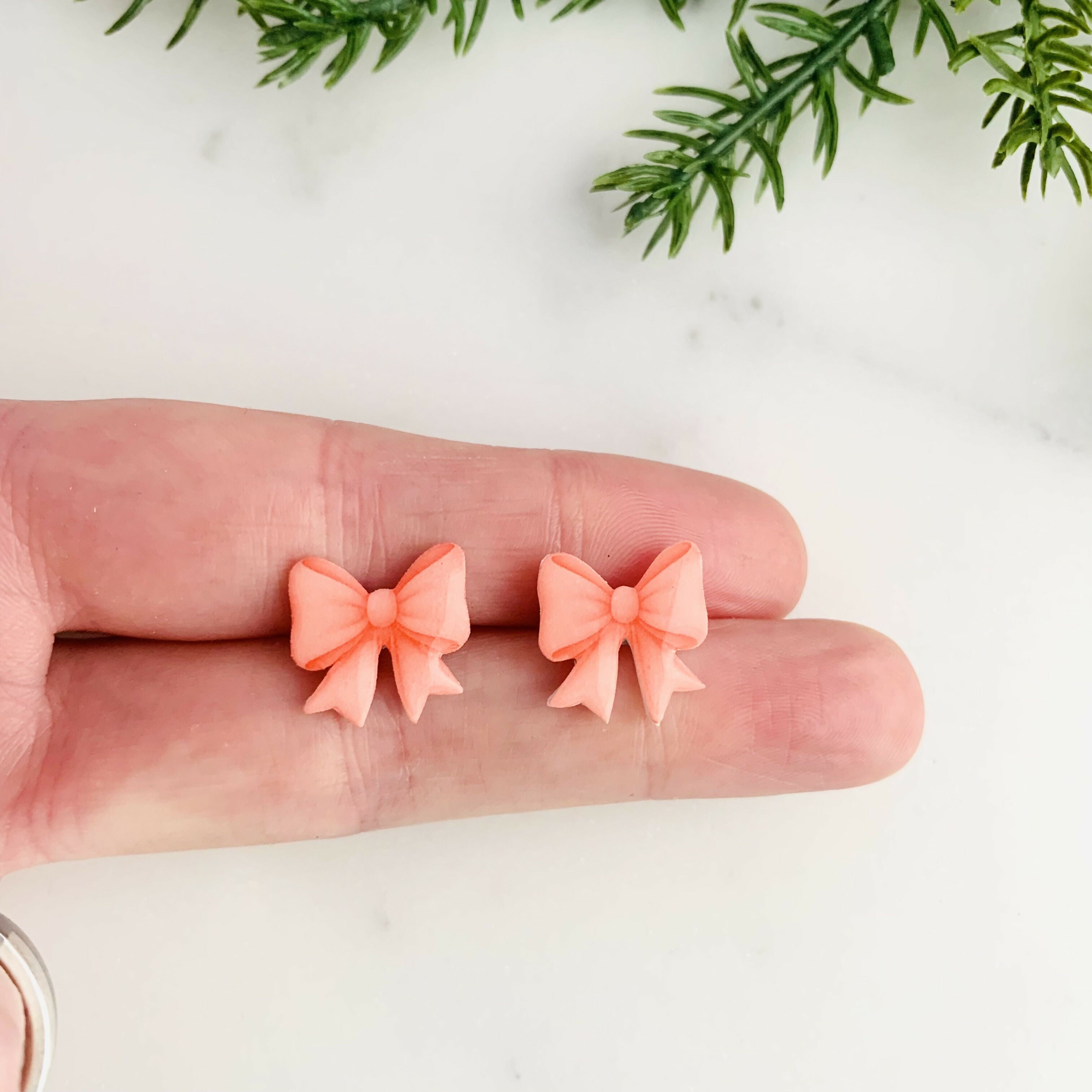 Pink Bow Stud Earrings