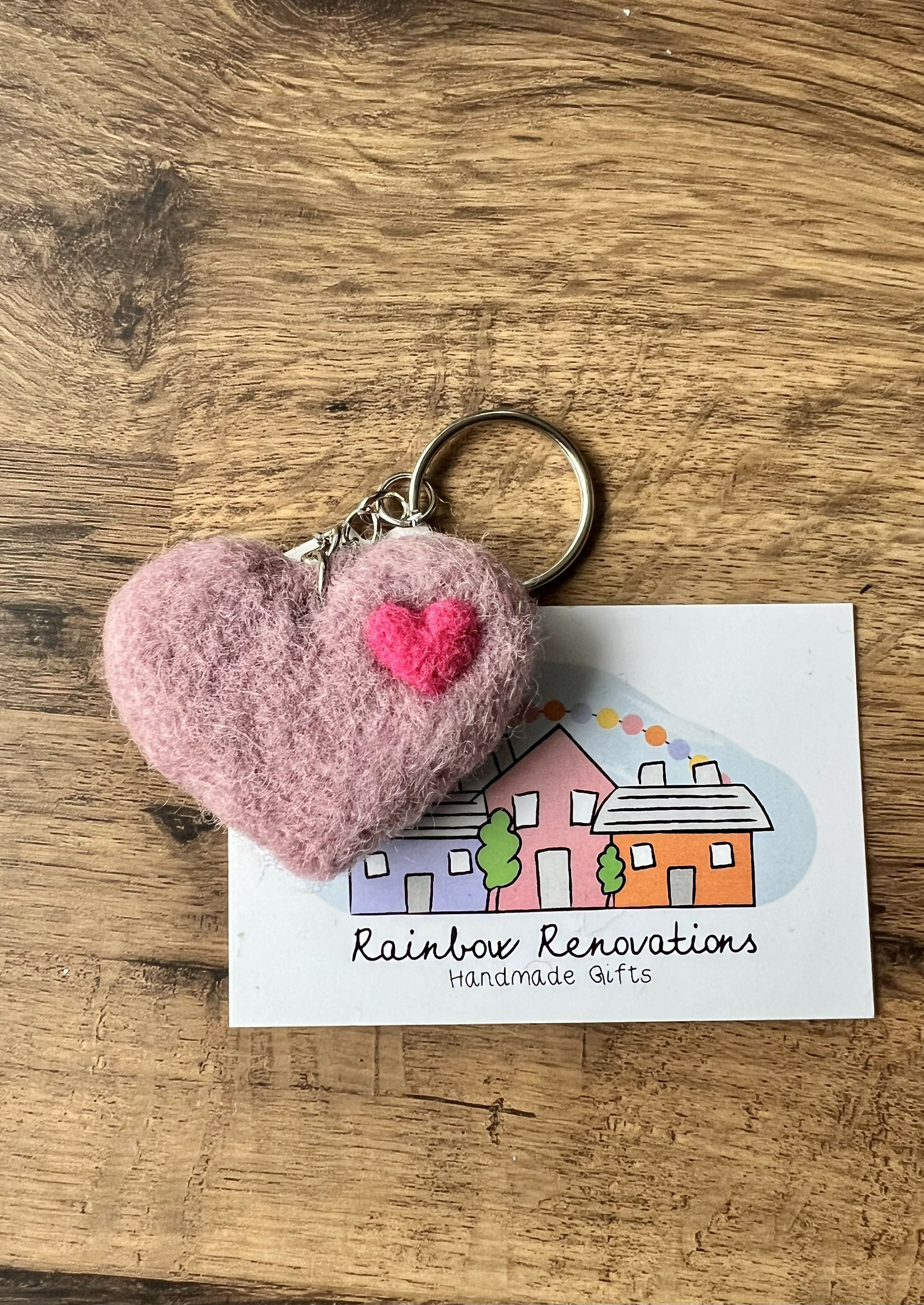 Felted Heart Keyring