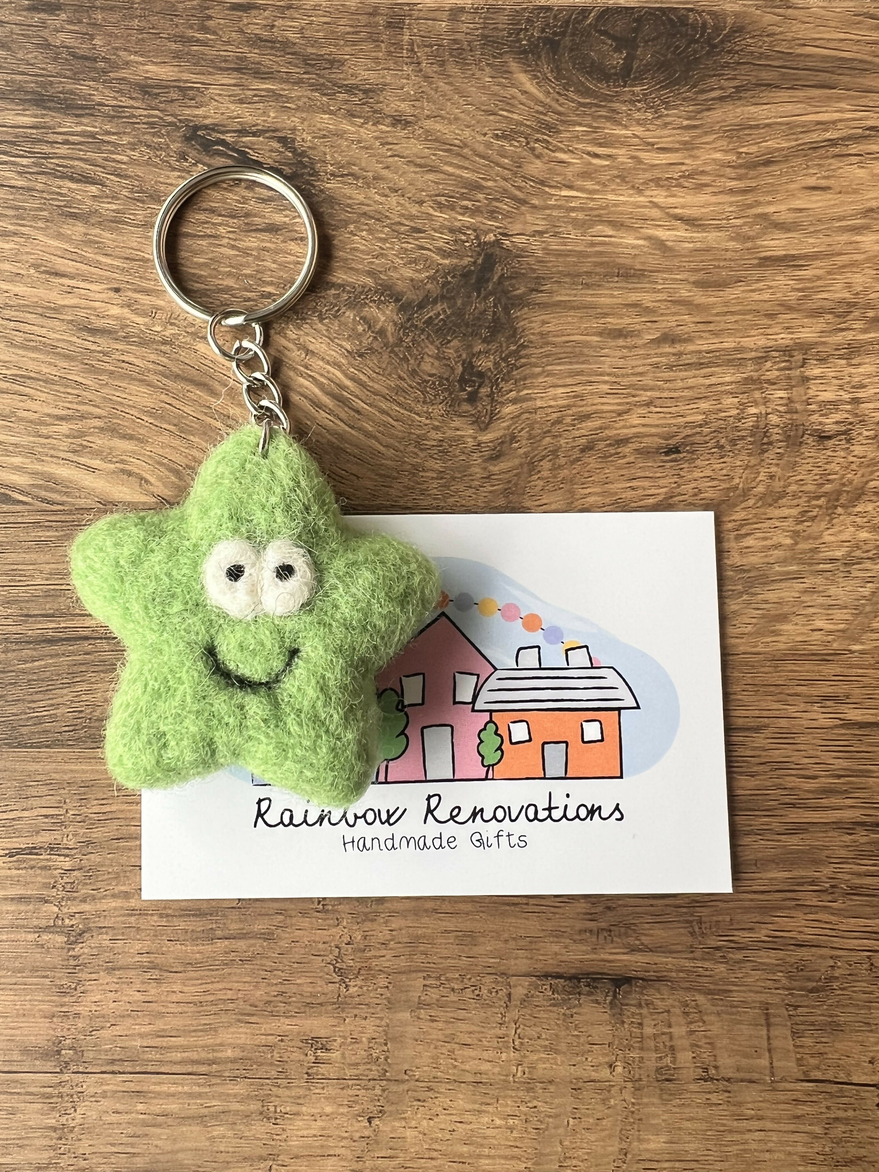 Felted Smiley Star Keyring