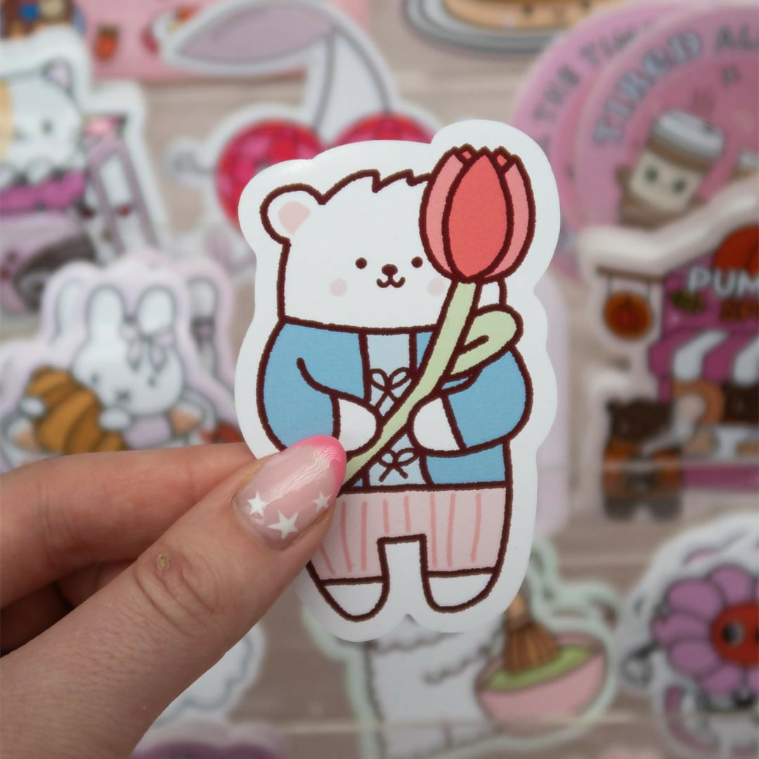Tulip Bear Die Cut Sticker