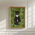 Tuxedo Cat Floral Art Print A4