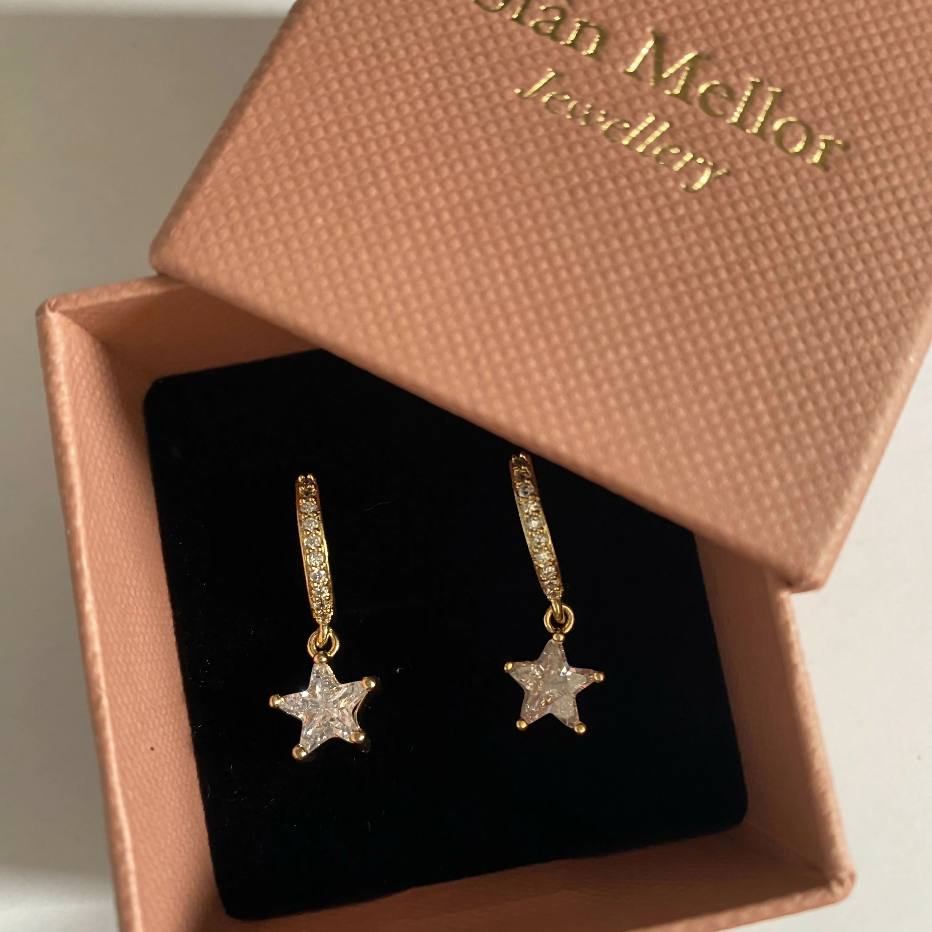 Sparkly Star Huggie Hoop Earrings