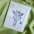 Giraffe with Flower Art Print | Luxury Velvet Paper Print | Cute Animal Decor