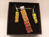 Pink and Gold Hexagon Pendant and Earring Set
