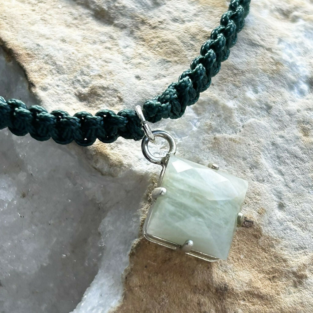 Handmade Adjustable Macrame Bracelet With Amazonite Charm