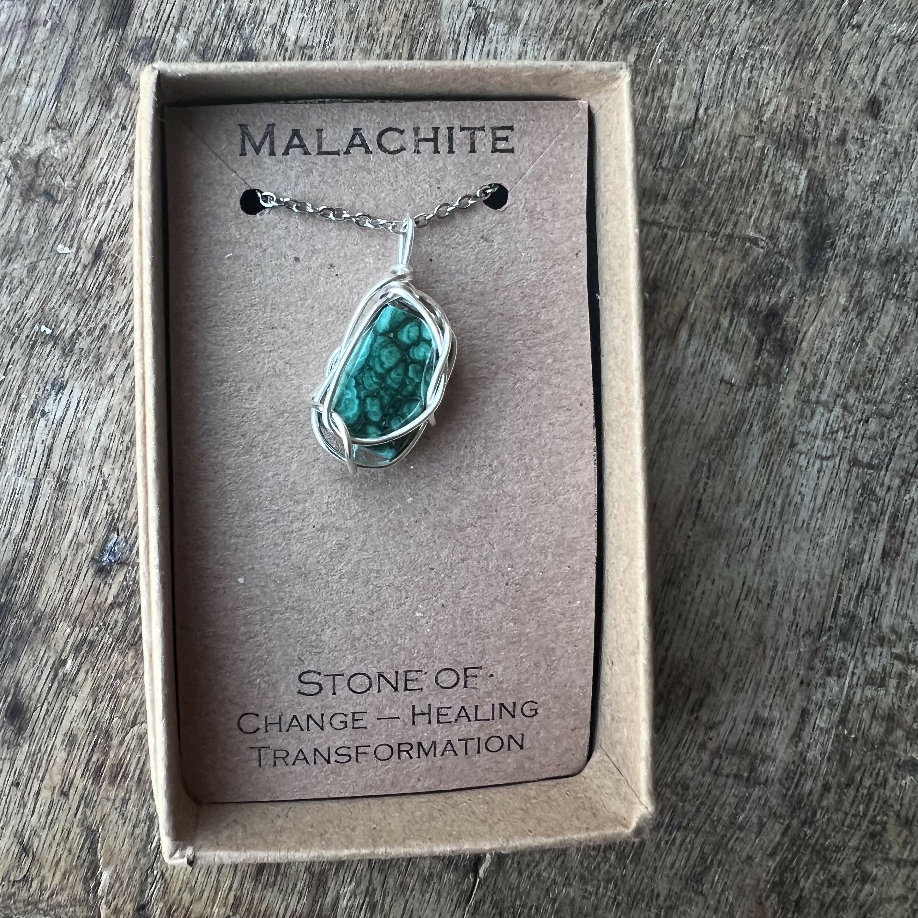 Malachite Wire Wrapped Pendant
