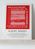 Hull KR Art Print RED RED ROBIN LYRICS Design in Red