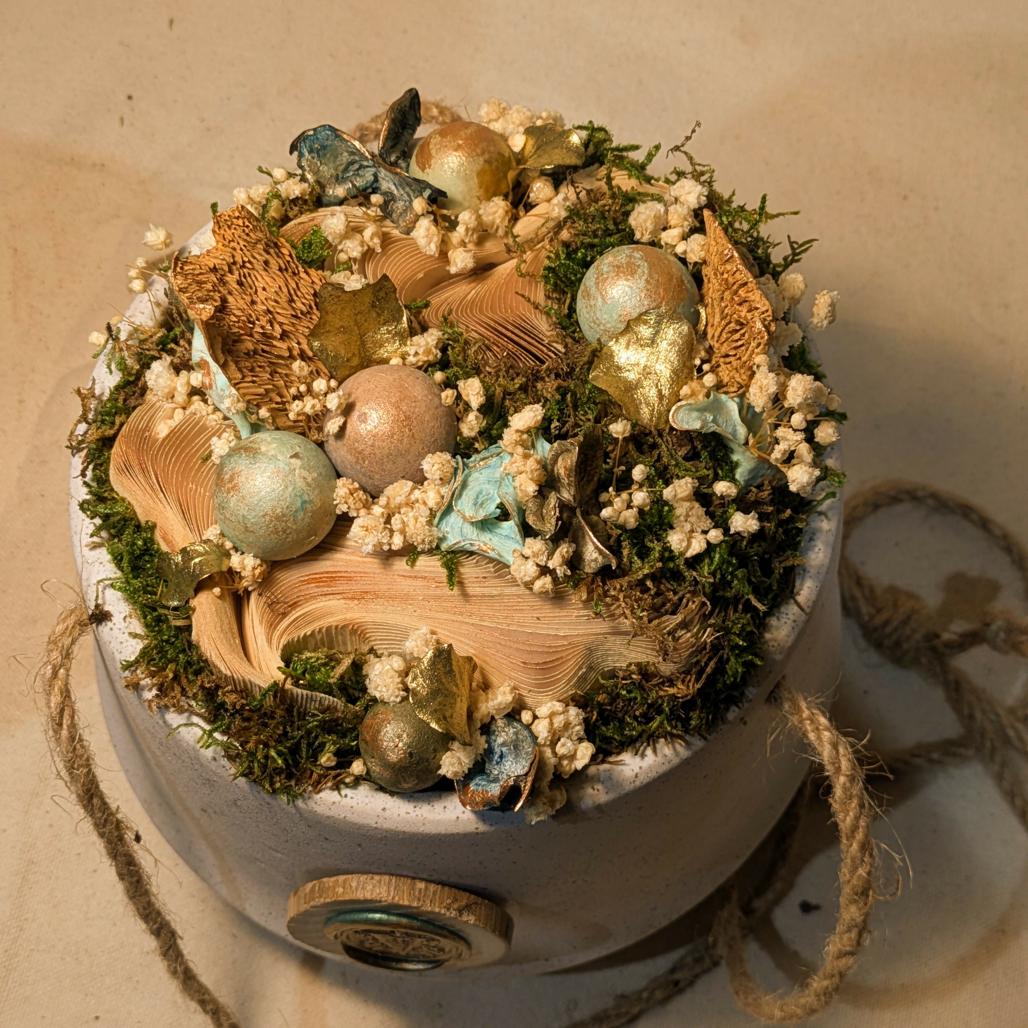 Floral Arrangement in Stone Hanging Pot
