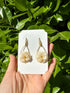 Sculpted Flower Drop Earrings with Gold Hook in Ivory
