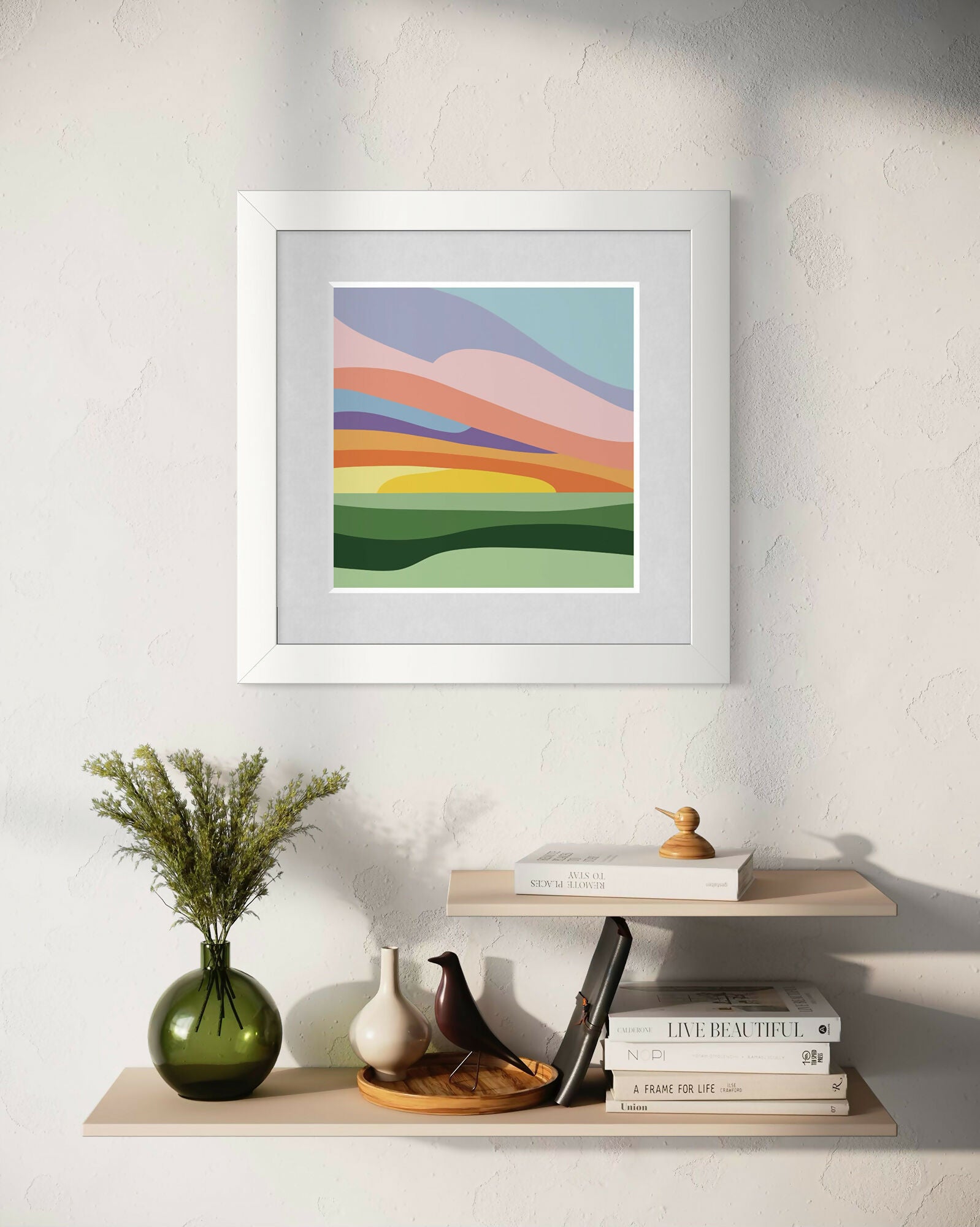 Sunset Over the Winter Fields - Mounted Print