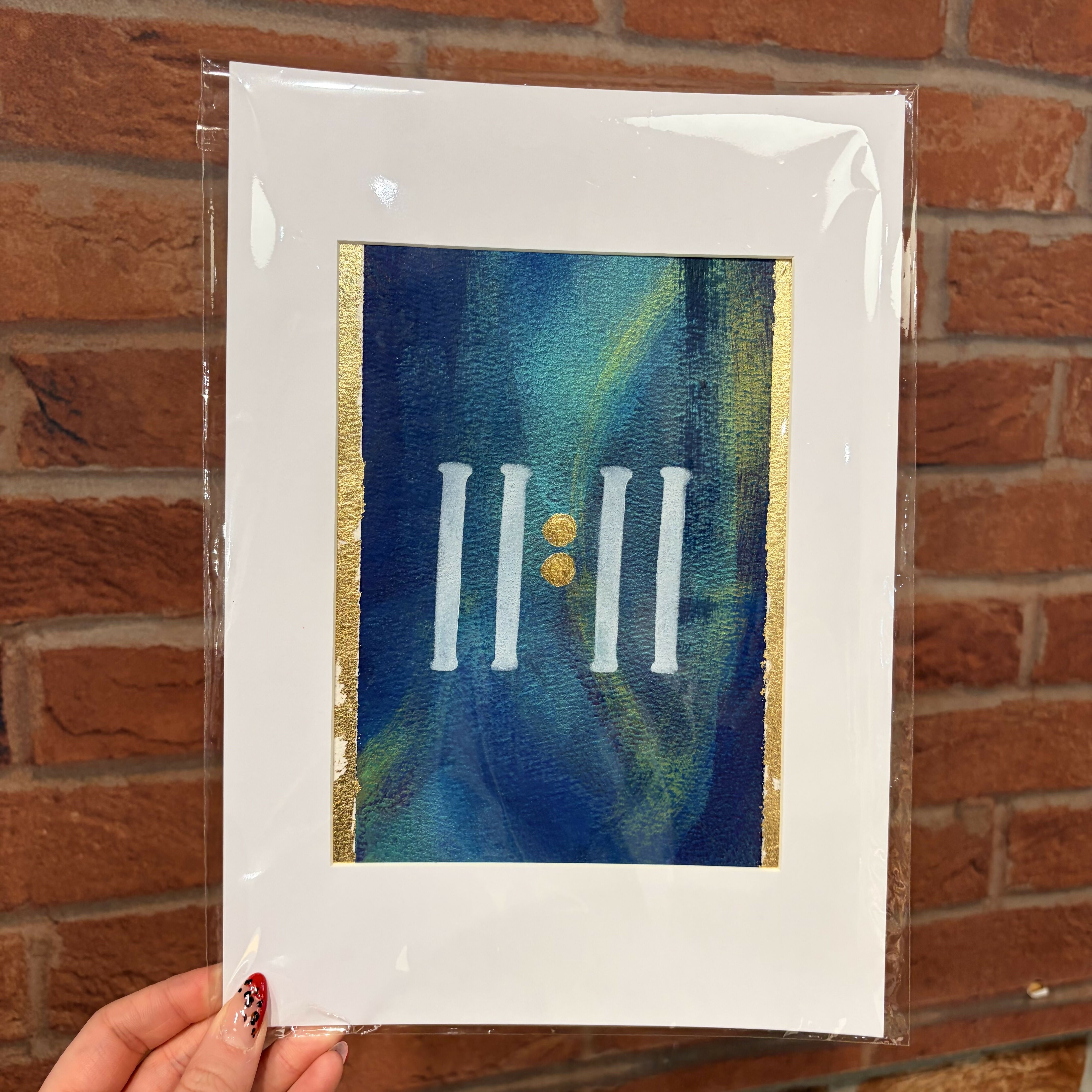 Blue & Gold 11:11 Angel Number Print - A4 Mounted Print