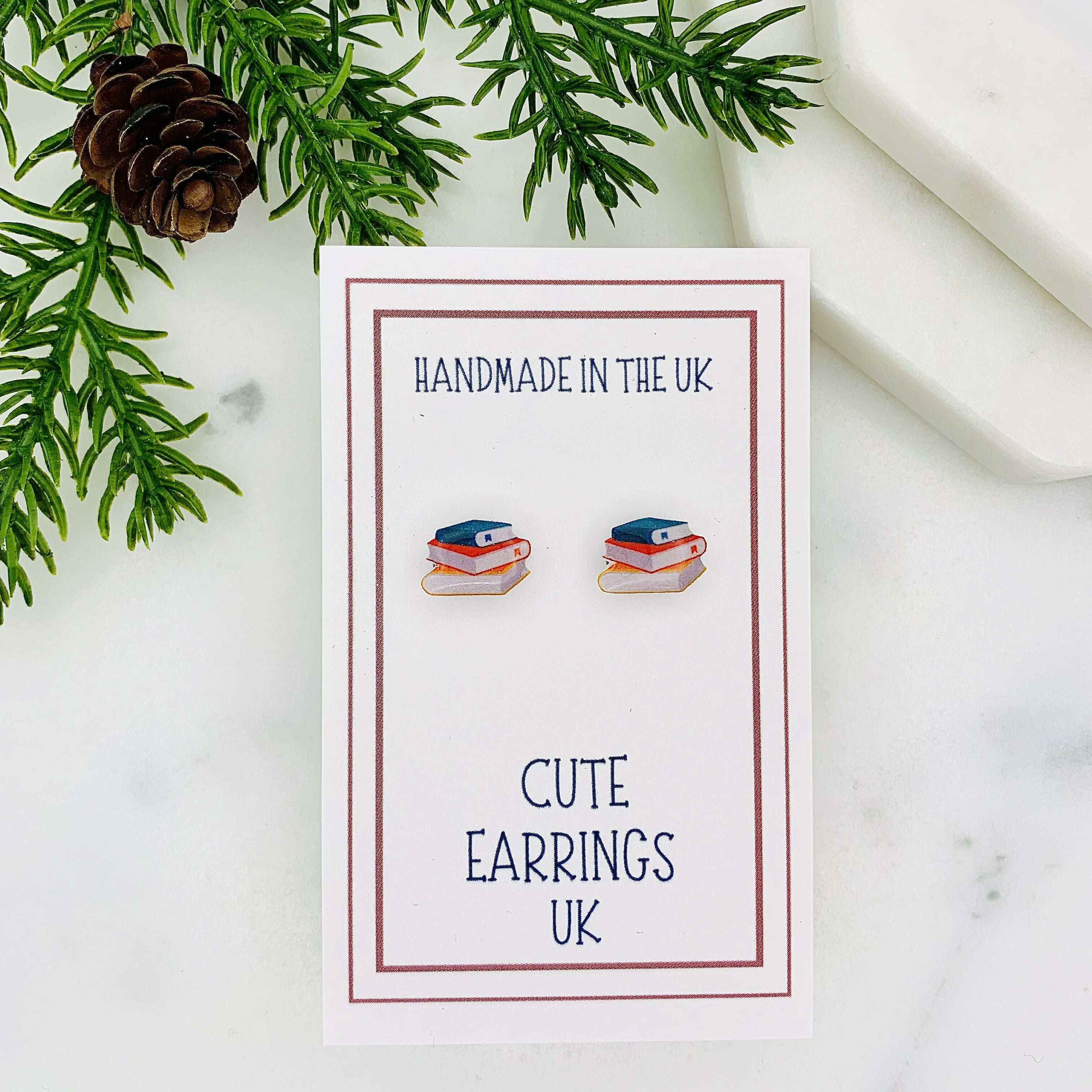 Stack Of Books Stud Earrings