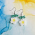Handmade Resin Daisy And Bows Dangle Earrings