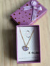 Stainless Steel Real Forget Me Not flower Heart Necklace