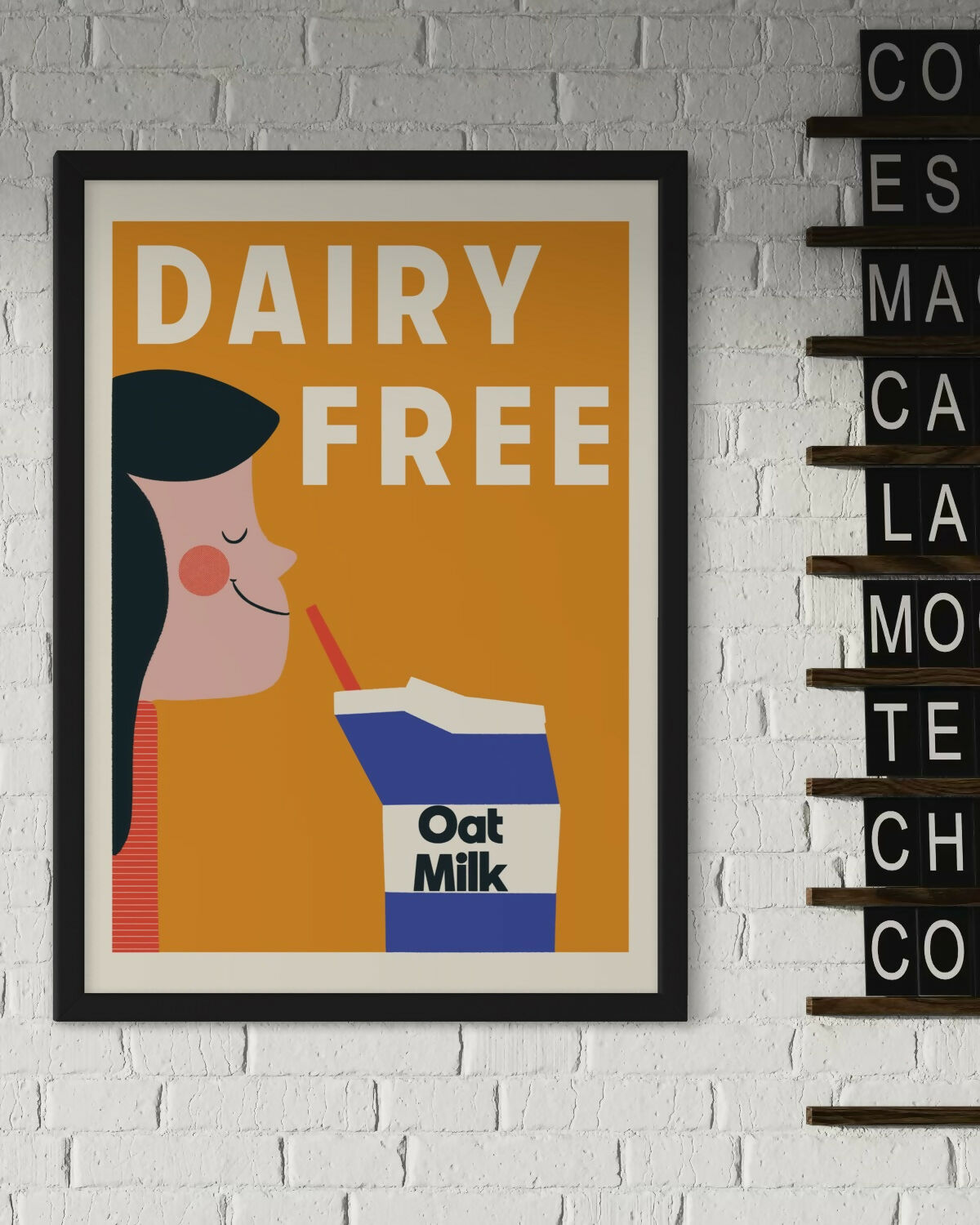 Dairy Free Oat Milk Retro Kitchen Print