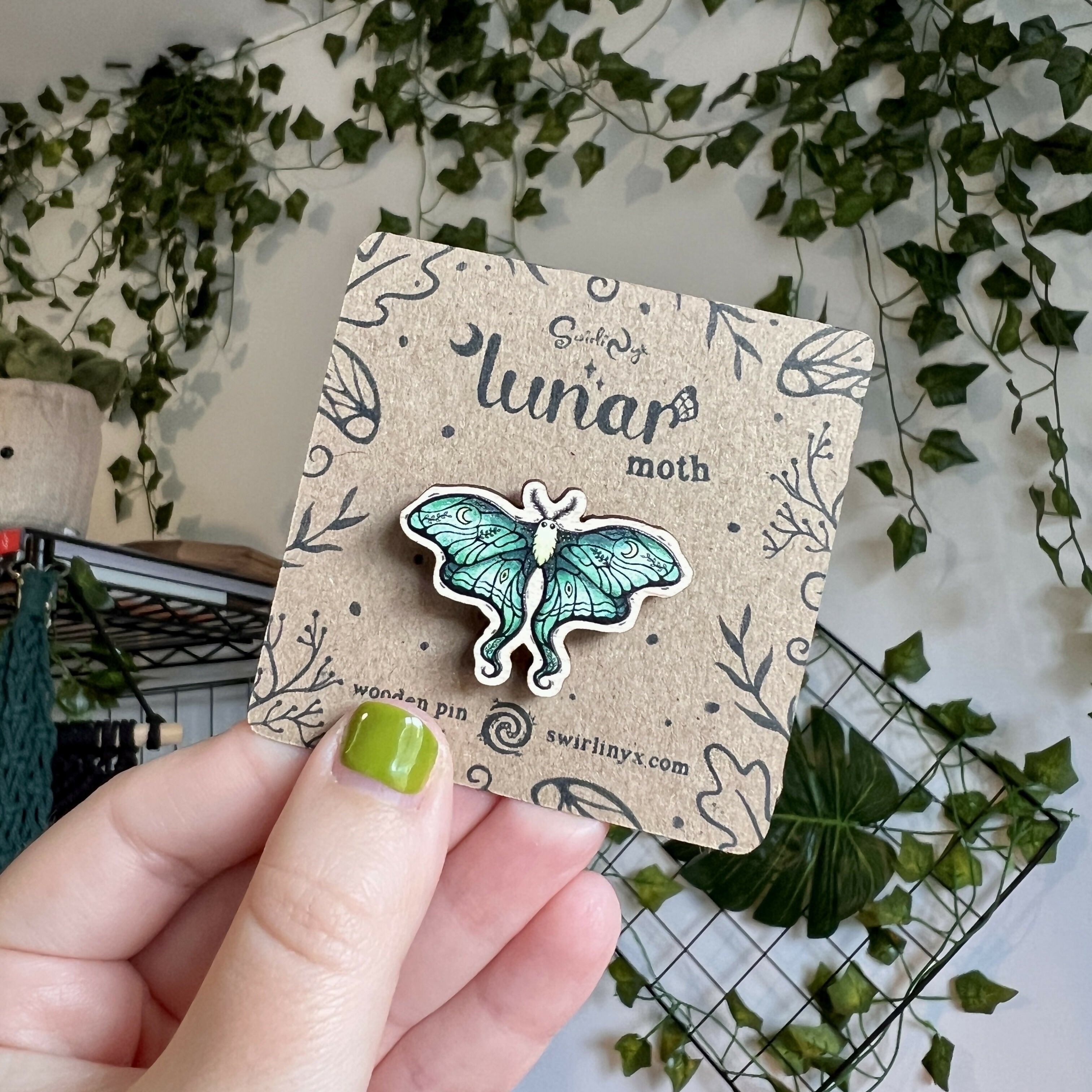 Lunar Moth Wooden Pin | Eco-Friendly Maple | Art & Soul