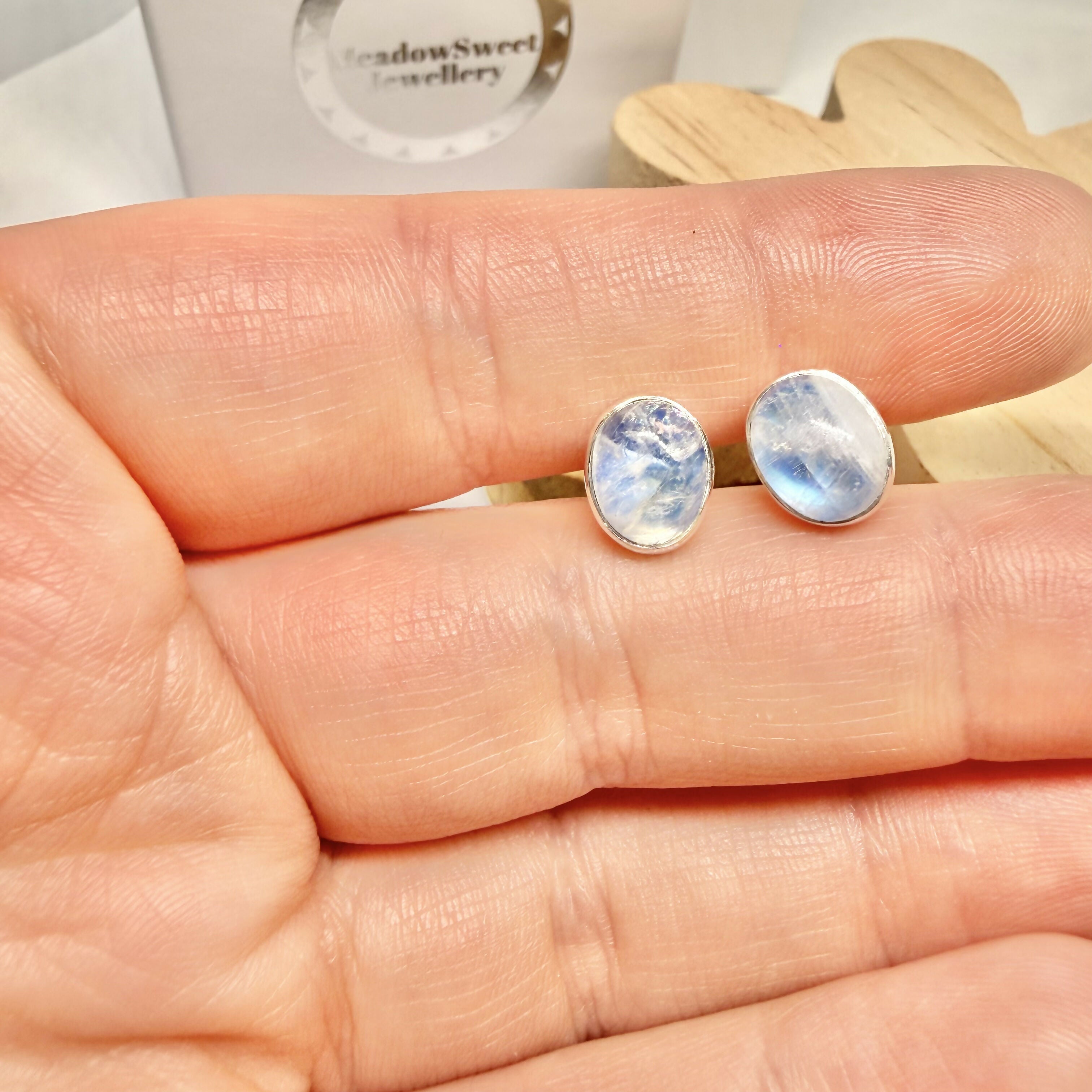 BLUE MOONSTONE STUD EARRINGS
