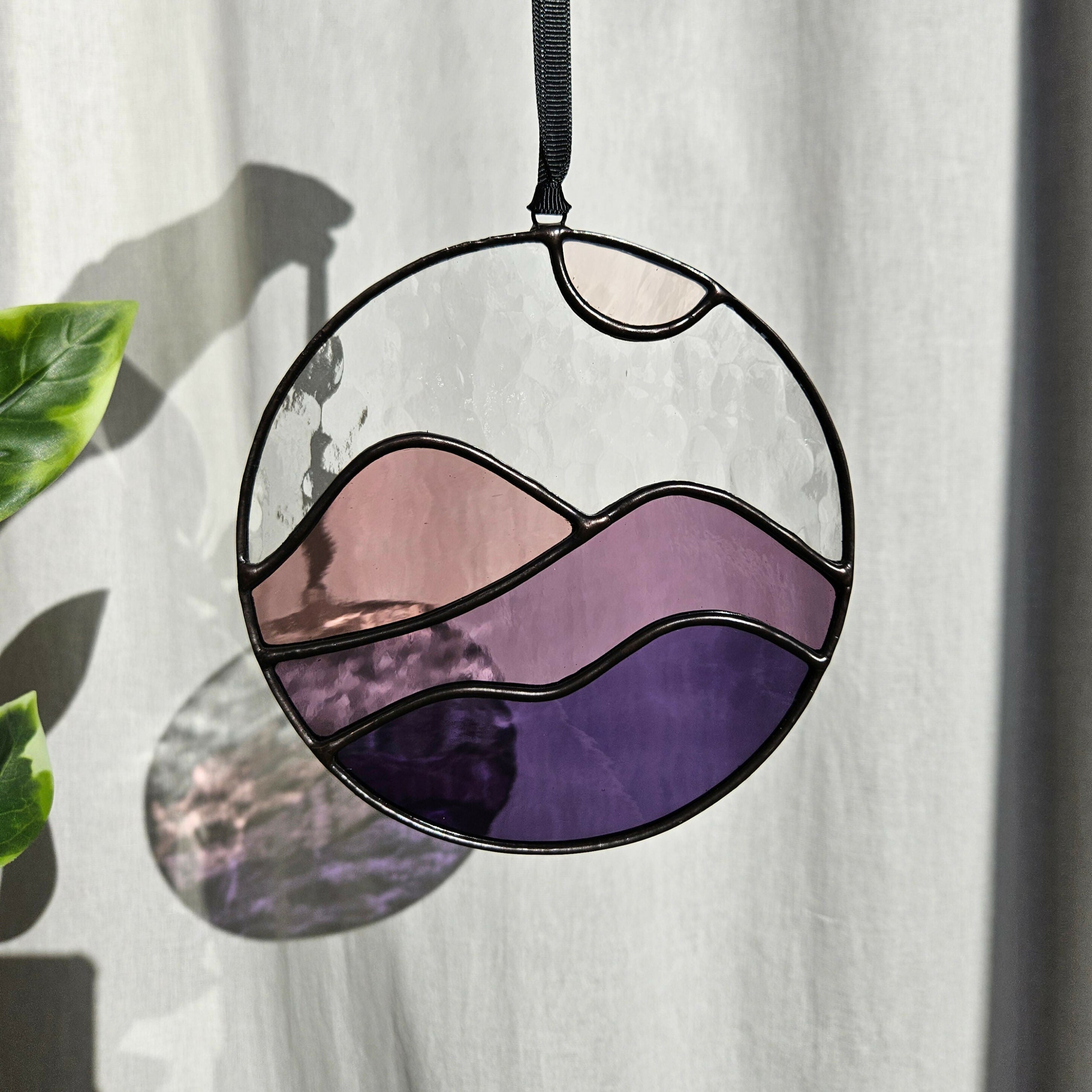Purple Mountainscape Stained Glass Suncatcher