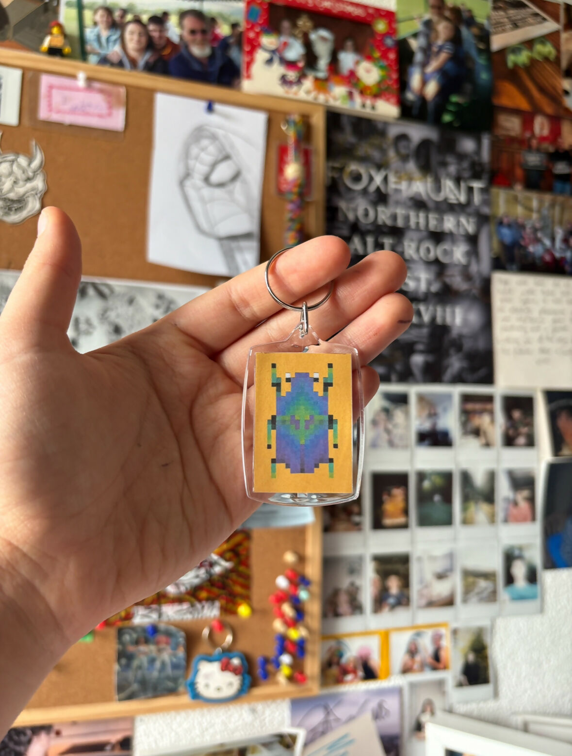 Pixel Spring Dumbledore Beetle Keyring
