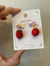 Handmade Micro Crochet Red Strawberry Rainbow Flower Drop Earrings