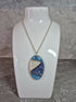 Unique Hand Crafted Oval Cyan, Blue, White Swirl Bohemian Style Pendant