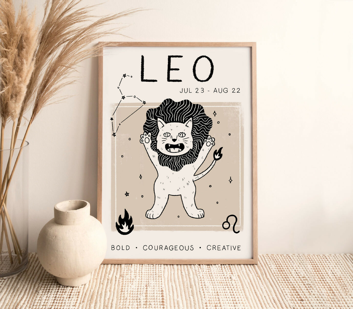 Leo Star Sign Cat Print