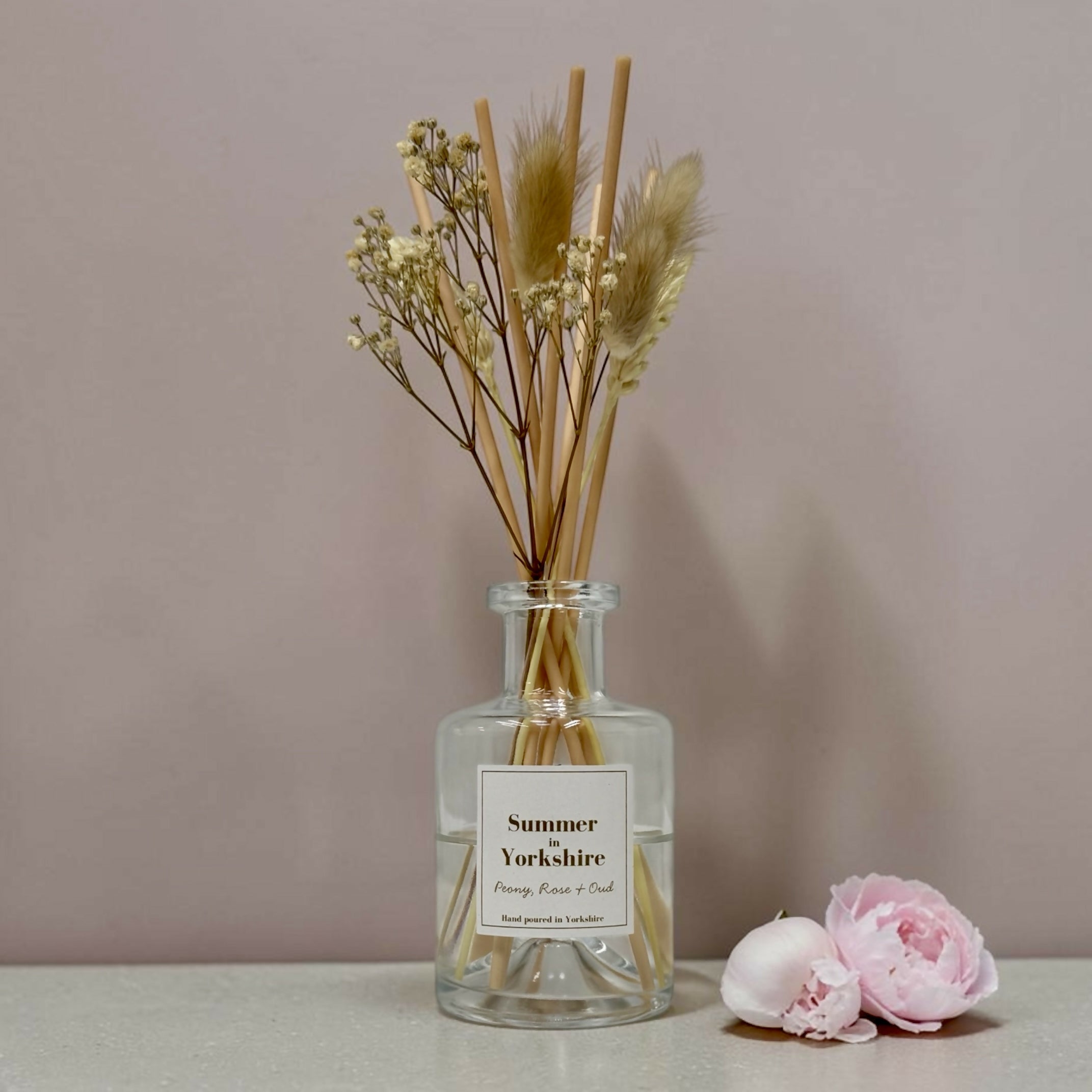 Summer in Yorkshire - Peony, Rose and Oud Dried Flower Reed Diffuser - 100ml