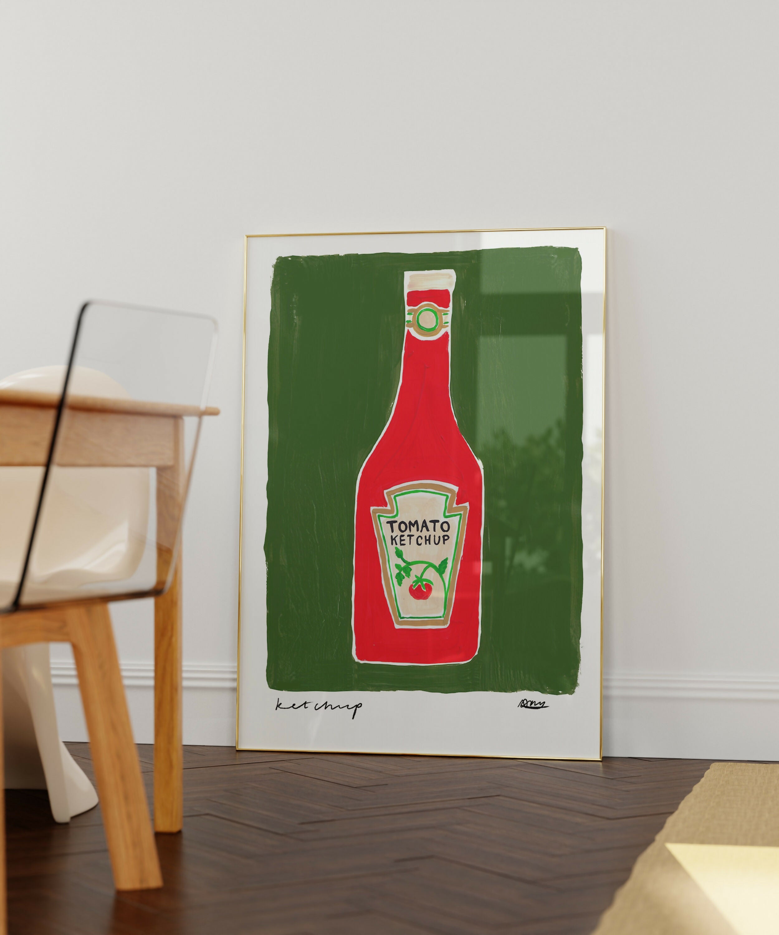 Ketchup Hand Painted Art Print