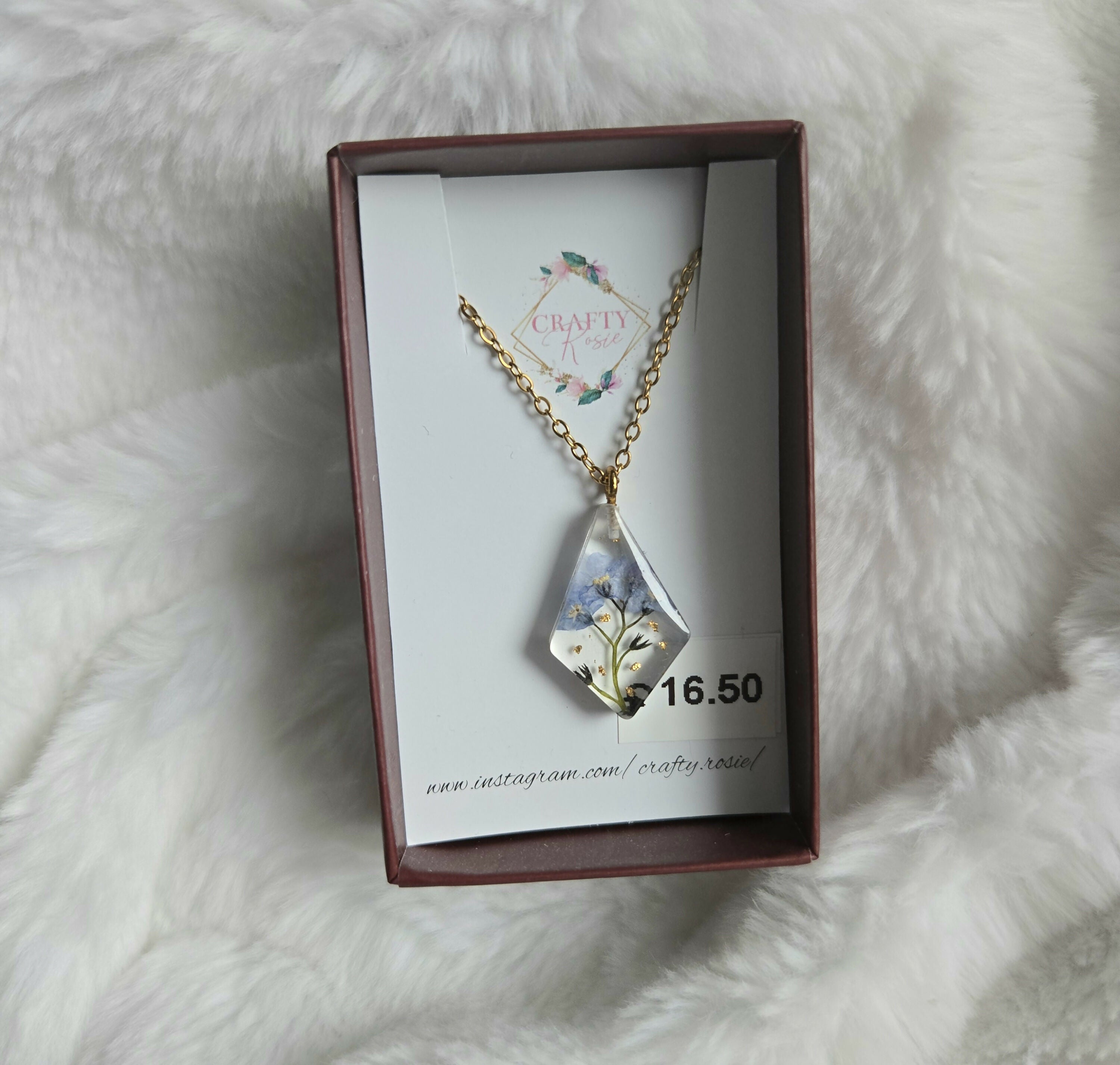Stainless Steel Real Forget Me Not Flower Necklace