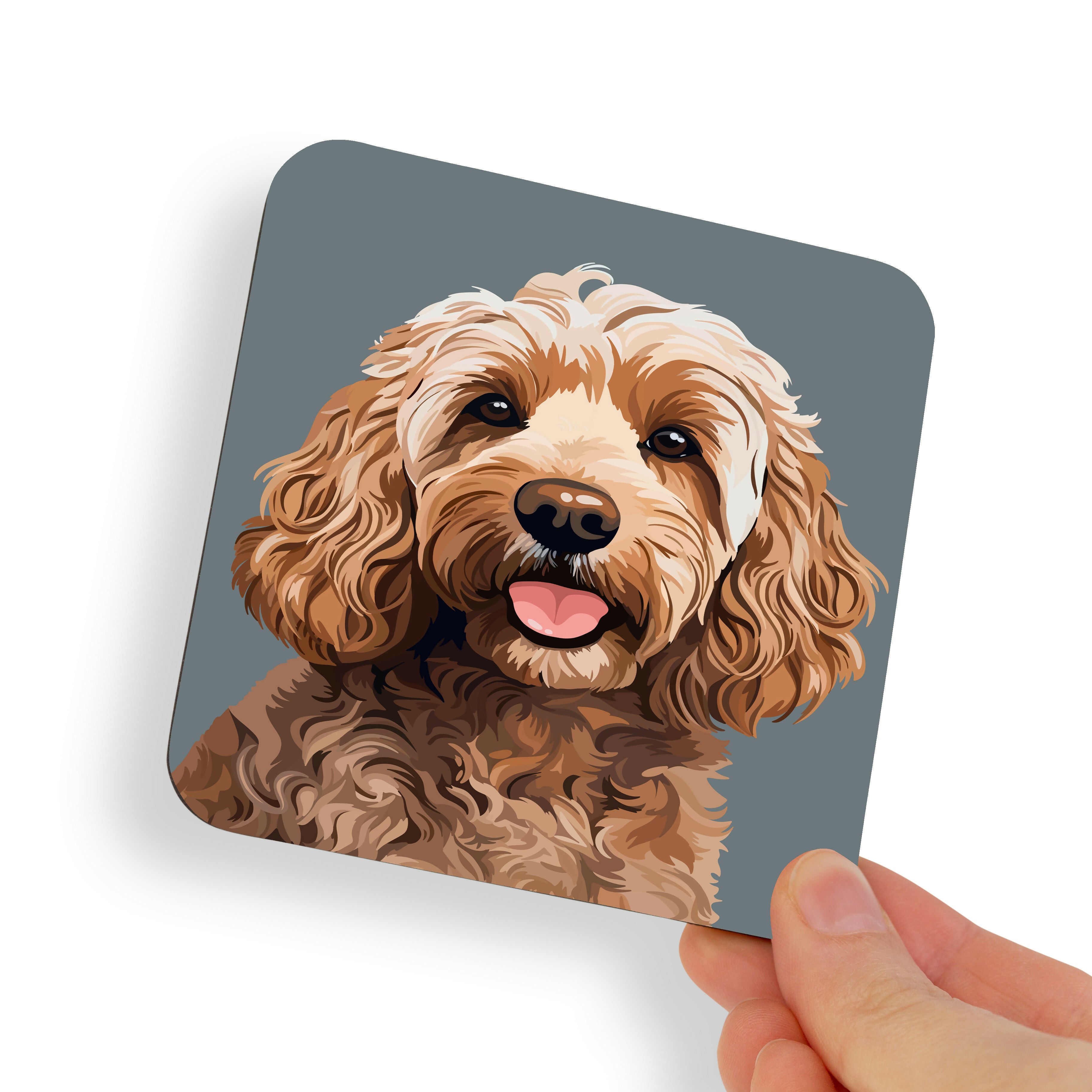 Cockapoo Beige Brown Dog Coaster