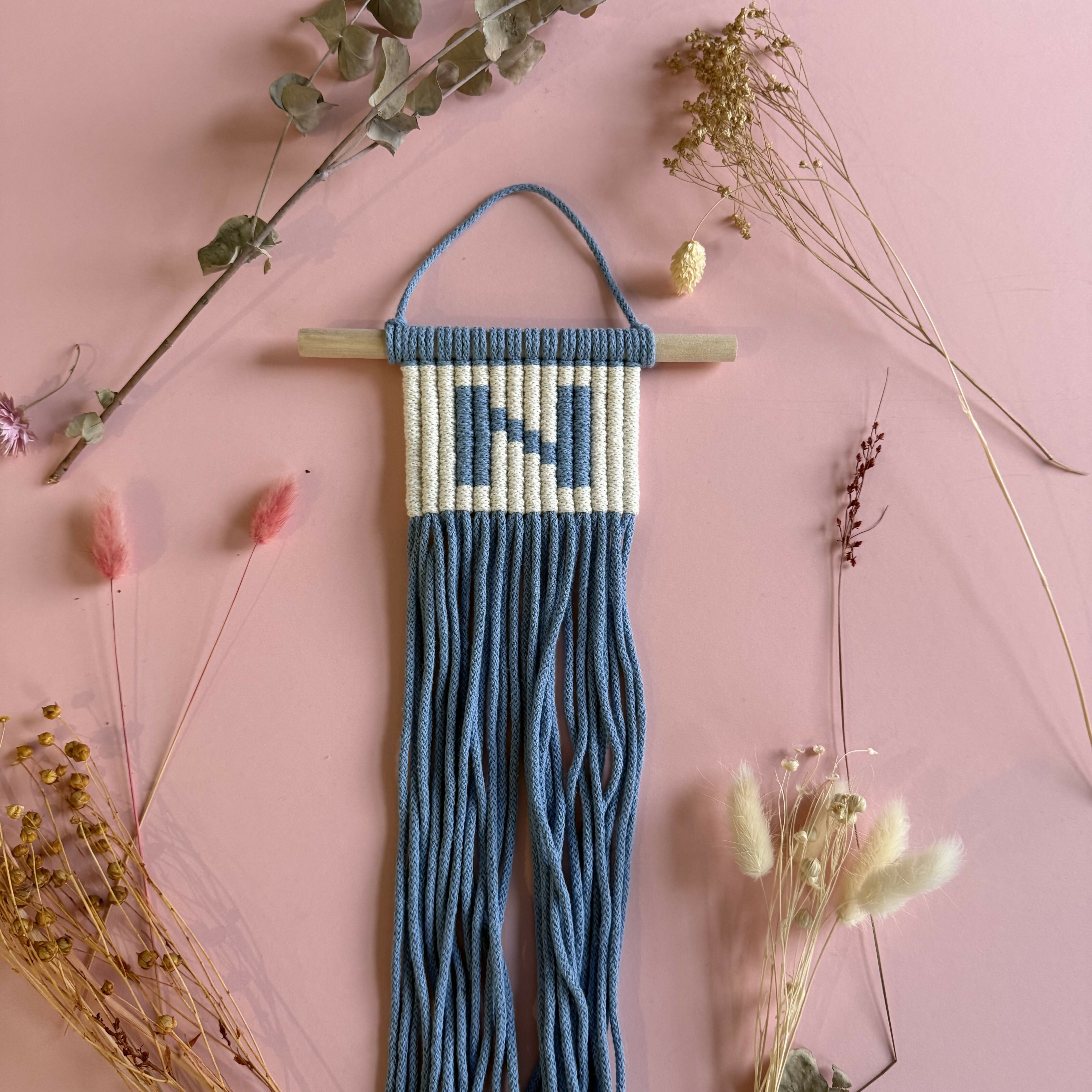 Initial Macrame Wall Hanging (Blue)