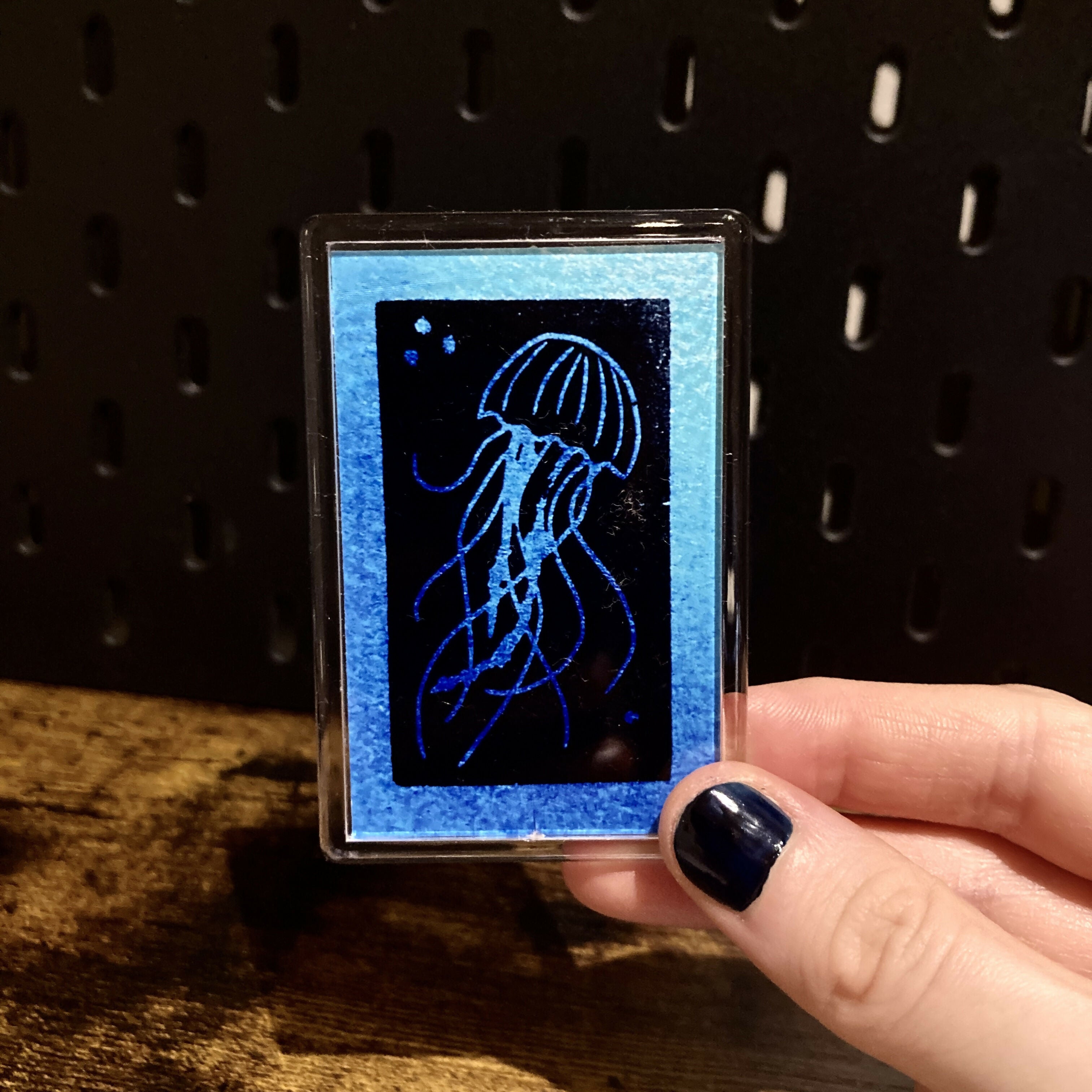 Magnet - Digital print of jellyfish lino